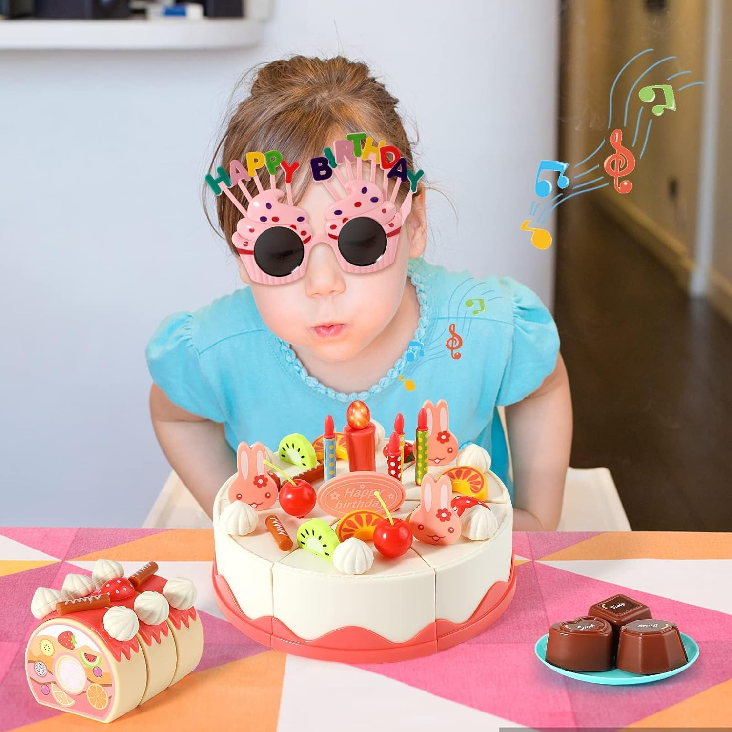 83 PCS Pretend Play Food Set - Cake Food Toy Pretend Cutting Play Cake Desserts Ice Cream and Donuts Food Toys - Birthday Gifts Toy Set for Boys Kids Girls image number 1