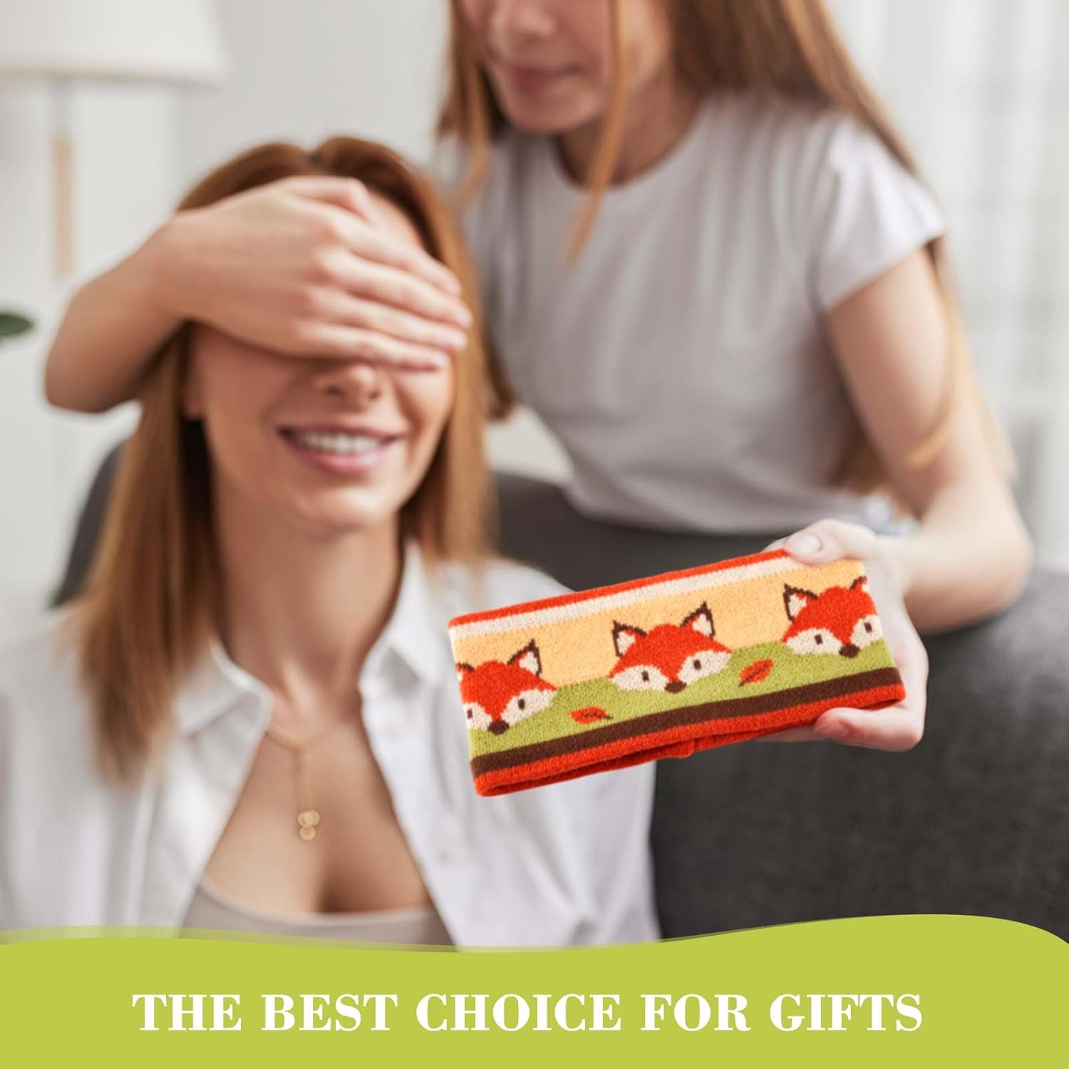 Xuniea Women Wool Ear Warmer Headband, Knitted Cute Fox Multicolored One-Size Crochet Head Wraps Thick Fleece Lining Hair Bands for Outdoor Sports