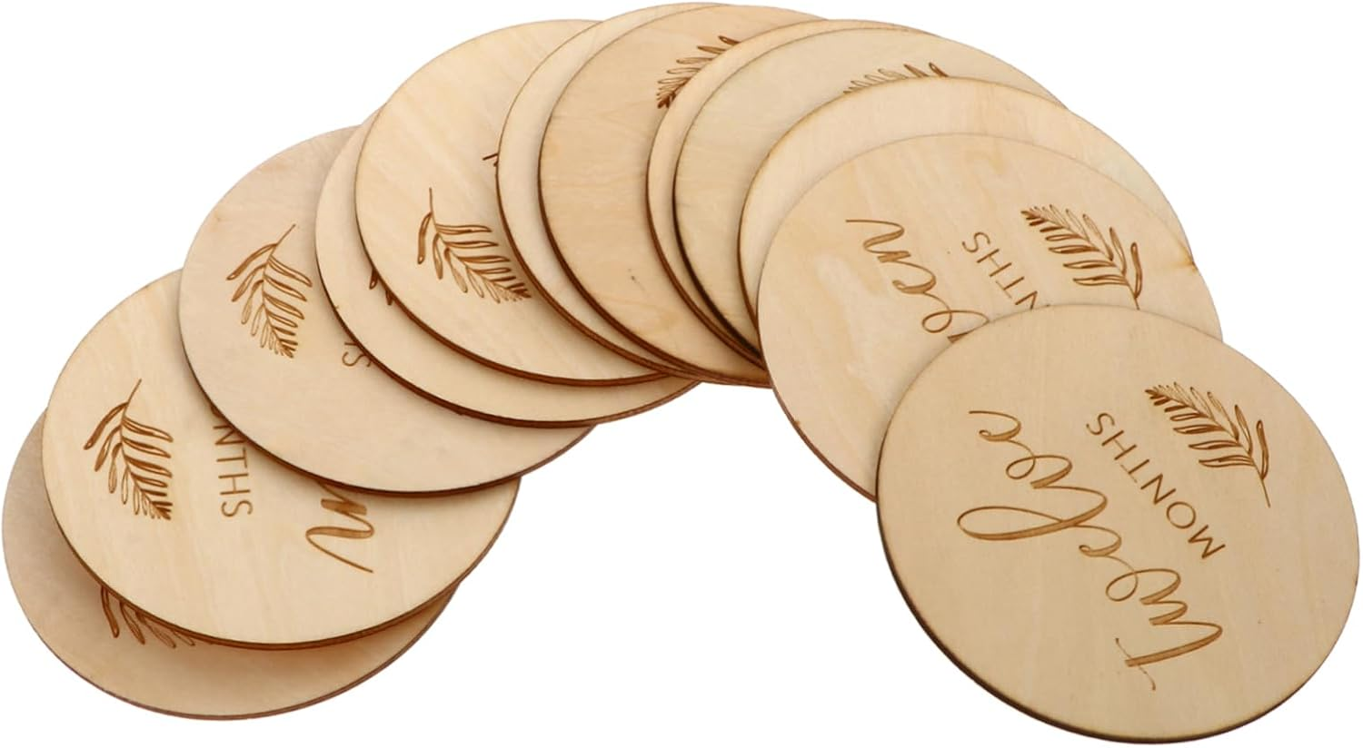 Toyvian 12Pcs Wooden Commemorative Cards Discs Wood Double Sided Cards for Month Old Photo Props Decoration Toys for Year Old Boy