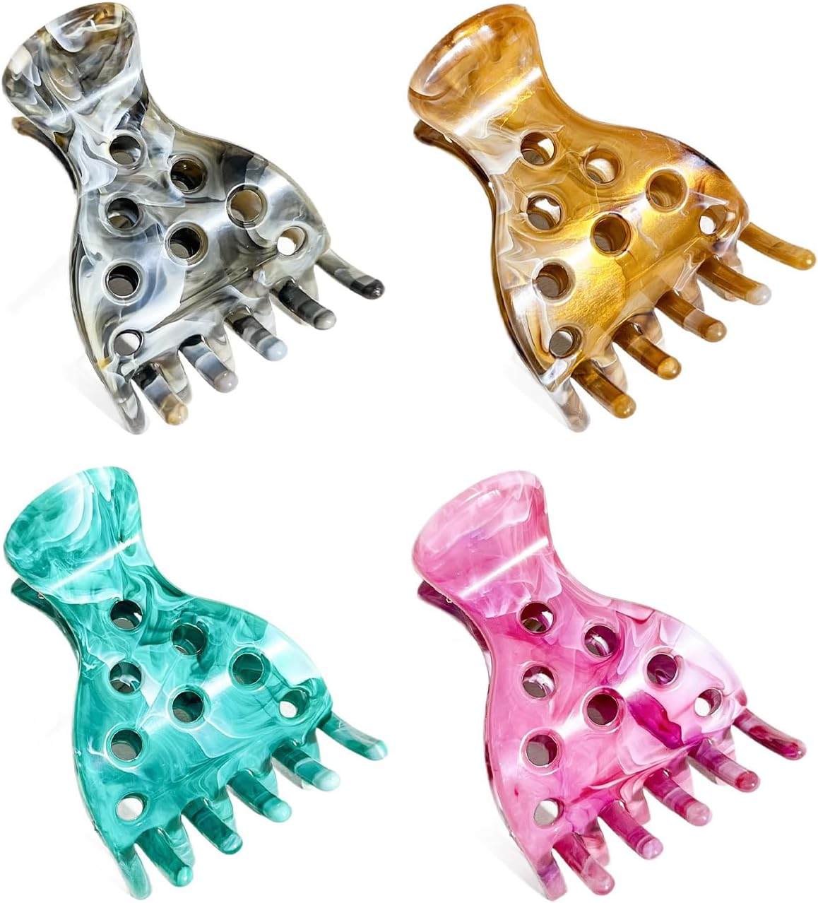 Gaodercha Pack of 4 Hair Volume Clips, 4 Colours, Plastic Hairline Lifting Clips, Lightweight Non-Slip Hair Clips, ABS Hair Clips for Women, S Volume and Updo image number 2