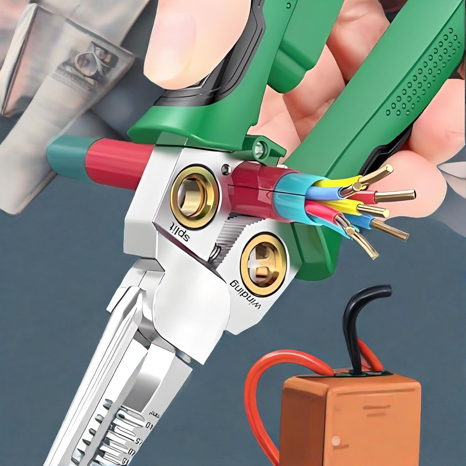 8 in 1 Wire Stripper with Voltage Tester Electric Pliers, Multifunction Tool for Cutting and Pulling Wires Electrician Repair Tool Red image number 4