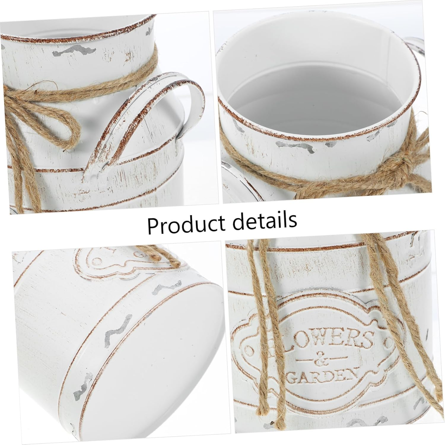 ORFOFE Retro Iron Flower Bucket for Desktop Garden Supplies Creative Planting Floral Vase Decor Handle Iron Bucket Flower Vase for Plant image number 2