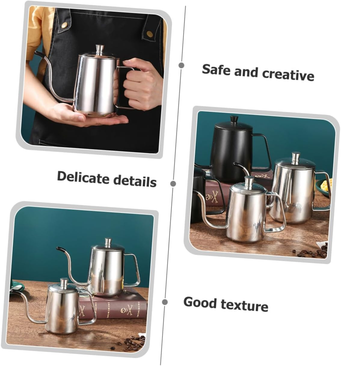 VERDANVERSE Stainless Steel Gooseneck Kettle with Long Spout for Coffee Drip Brewing and Tea Induction Compatible Office Coffee Pot with Ergonomic Handle and Heat Resistant Base image number 2