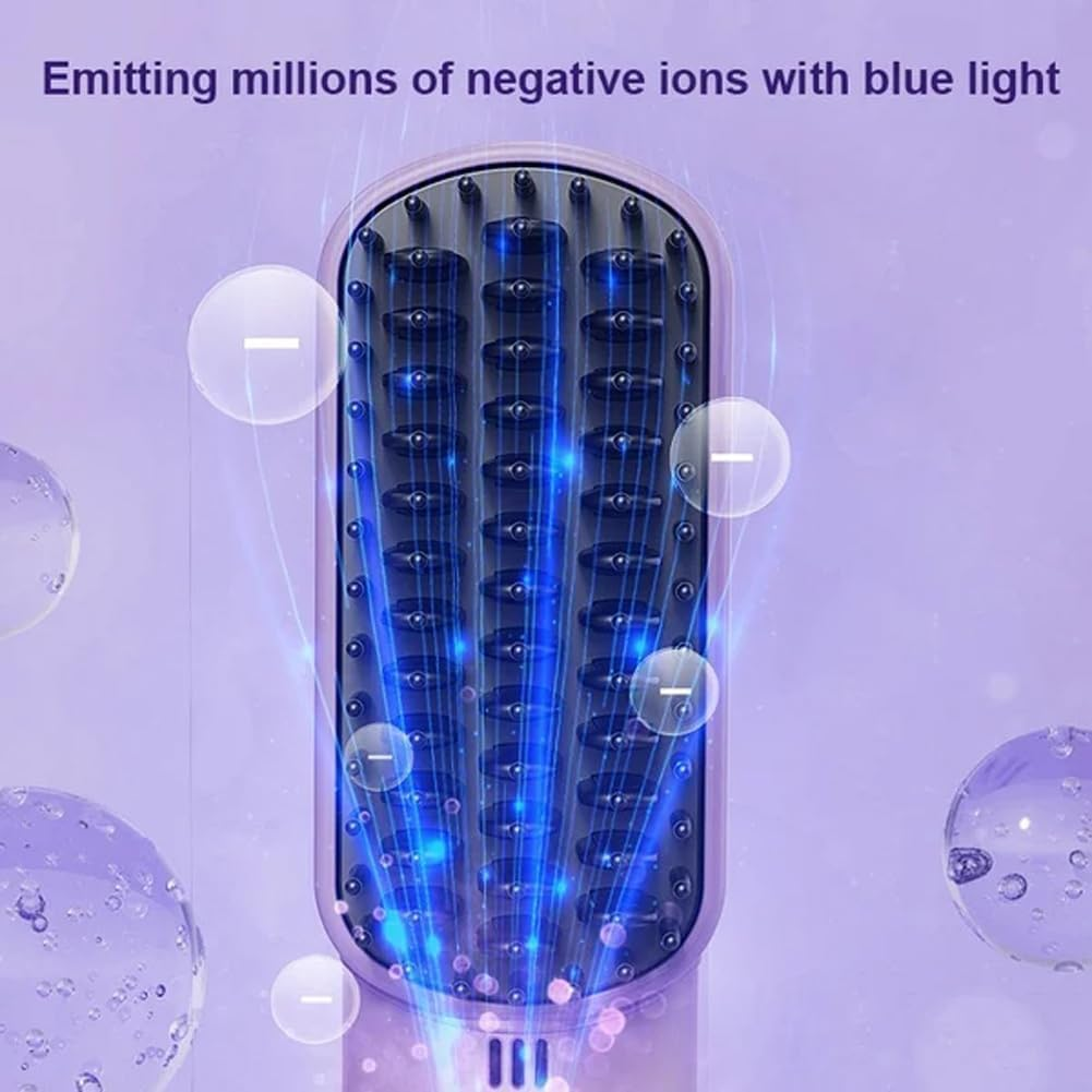 Jarttarn Cordless Hair Straightener Brush, Portable Mini Ionic Hot Comb Straightener for Women, Lightweight for On-The-Go Travel, Type-C Charging, Anti-Scald, Girl (Black) - Purple image number 7