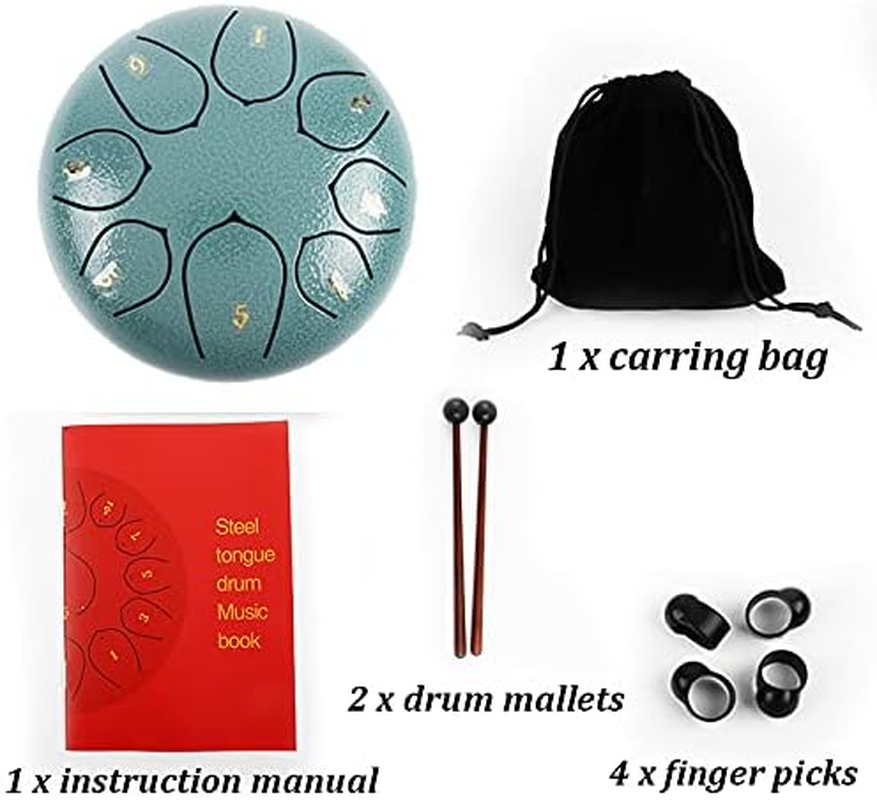8 Notes Steel Tongue Drum 6 Inch Travel Bag and Mallets,Tank Drum Chakra Drum,Percussion Hand Drum Instrument image number 5