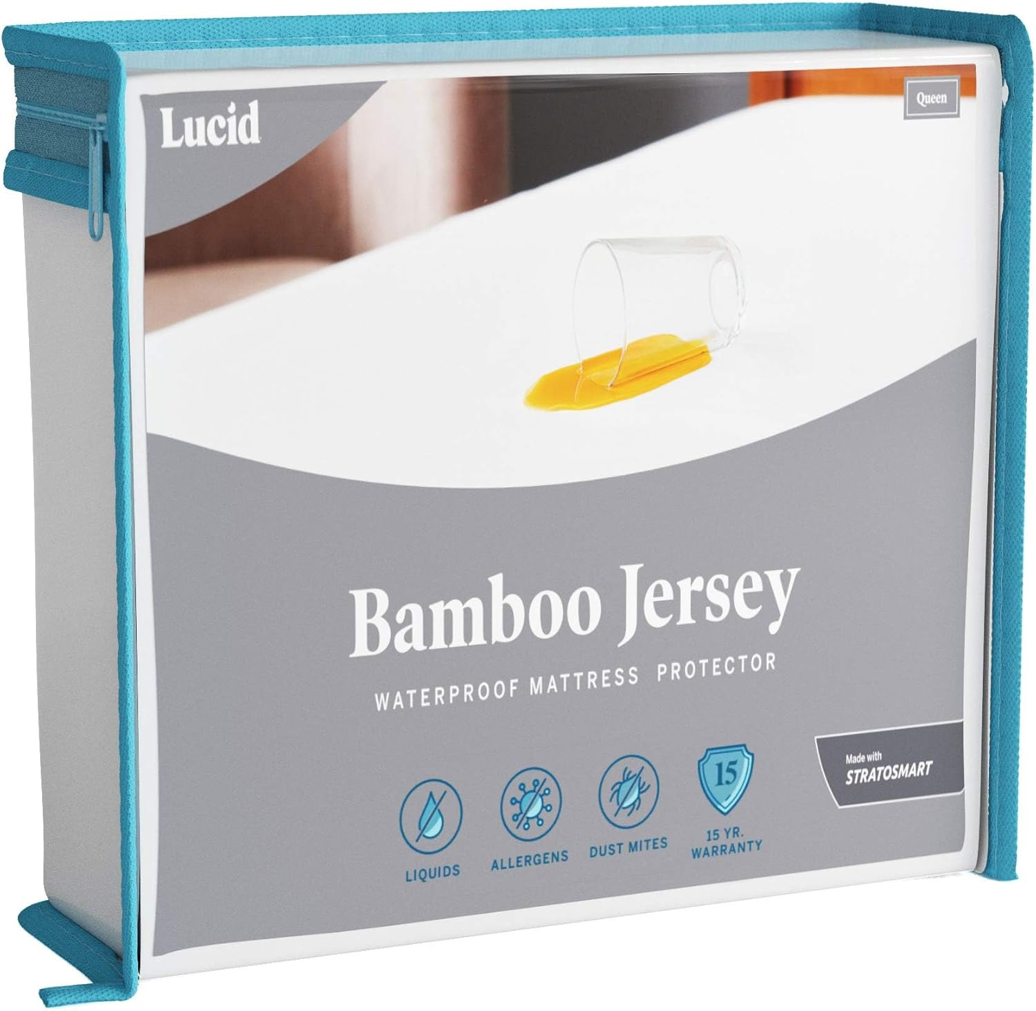 Lucid Premium Rayon from Bamboo Jersey Mattress Protector - Ultra Soft - Waterproof - Full,White