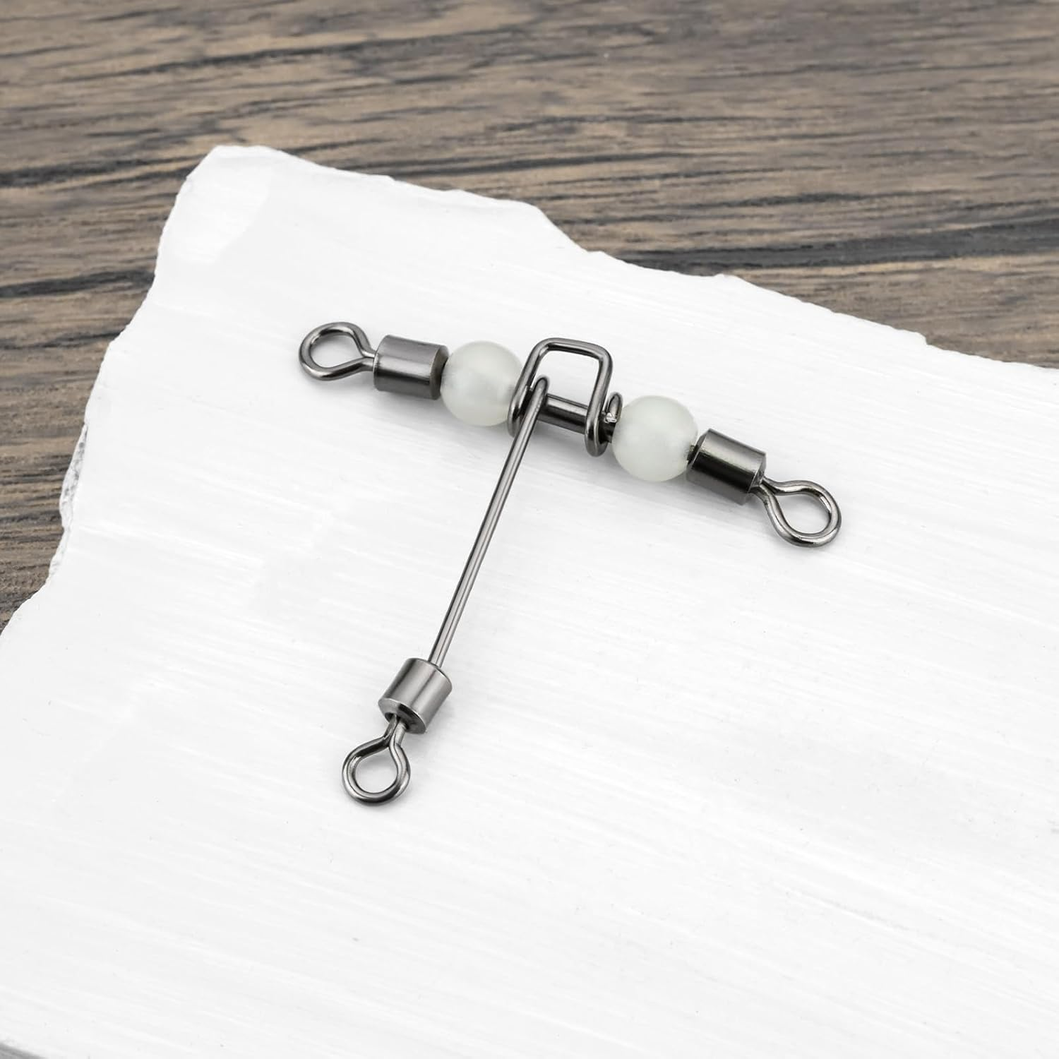 Emsea 20Pcs Heavy Duty 3 Way Fishing Swivels Luminous Triple T-Barrel Cross Line Swivels with Pear Beads for Saltwater Freshwater Tackle - 1/0X1 image number 4