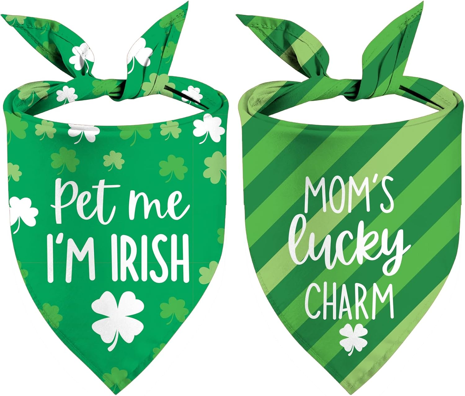 St Patrick'S Day Dog Bandanas - Lucky Shamrock Puppy Scarf - 2 Pcs Adjustable Triangle Double-Layer Reversible Pet Bandanas for Small Medium Large Dogs image number 2