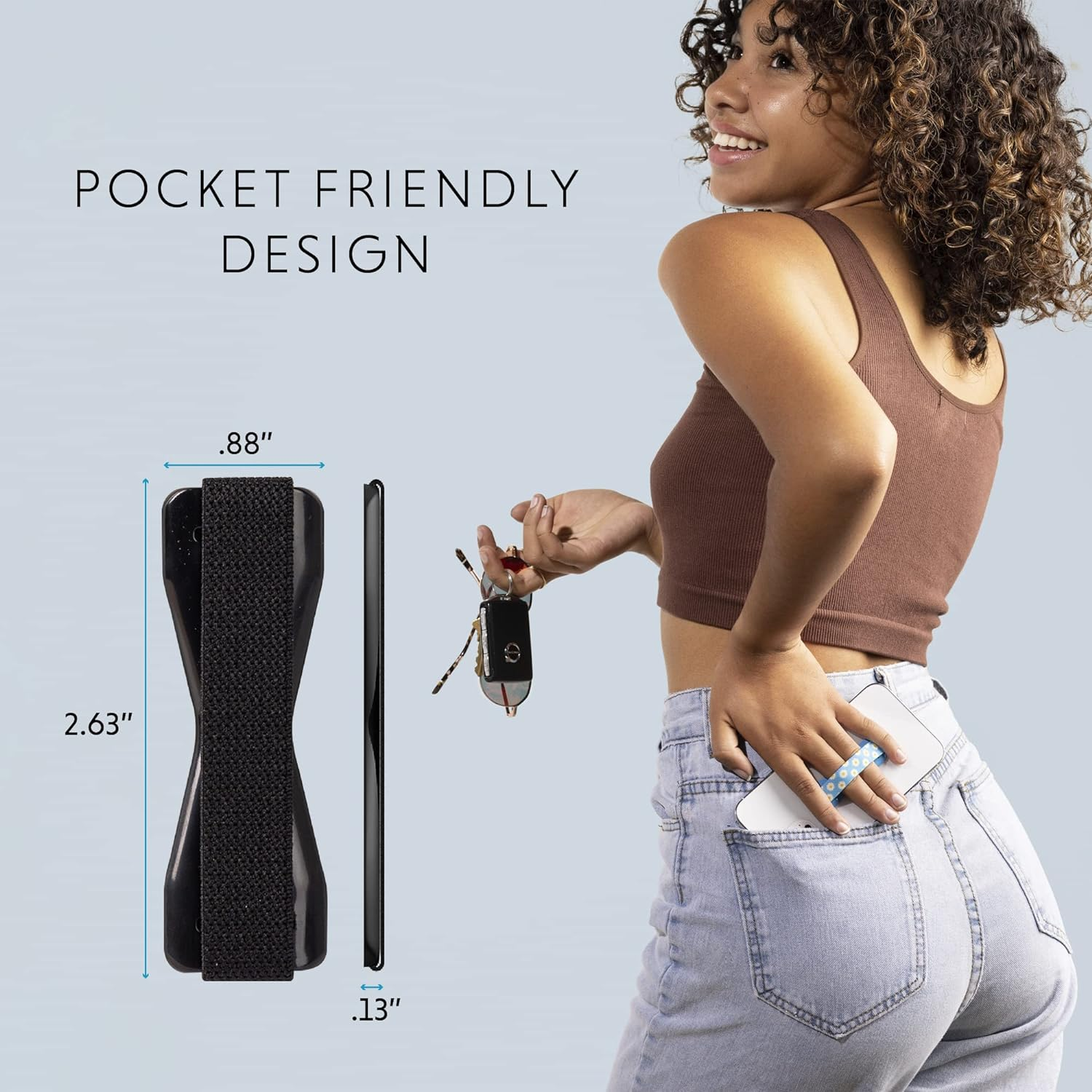 Lovehandle Universal Grip for Most Smartphones, Mini-Tablets and Cases, Black Elastic Strap with Black Base, Lh-01Black image number 5