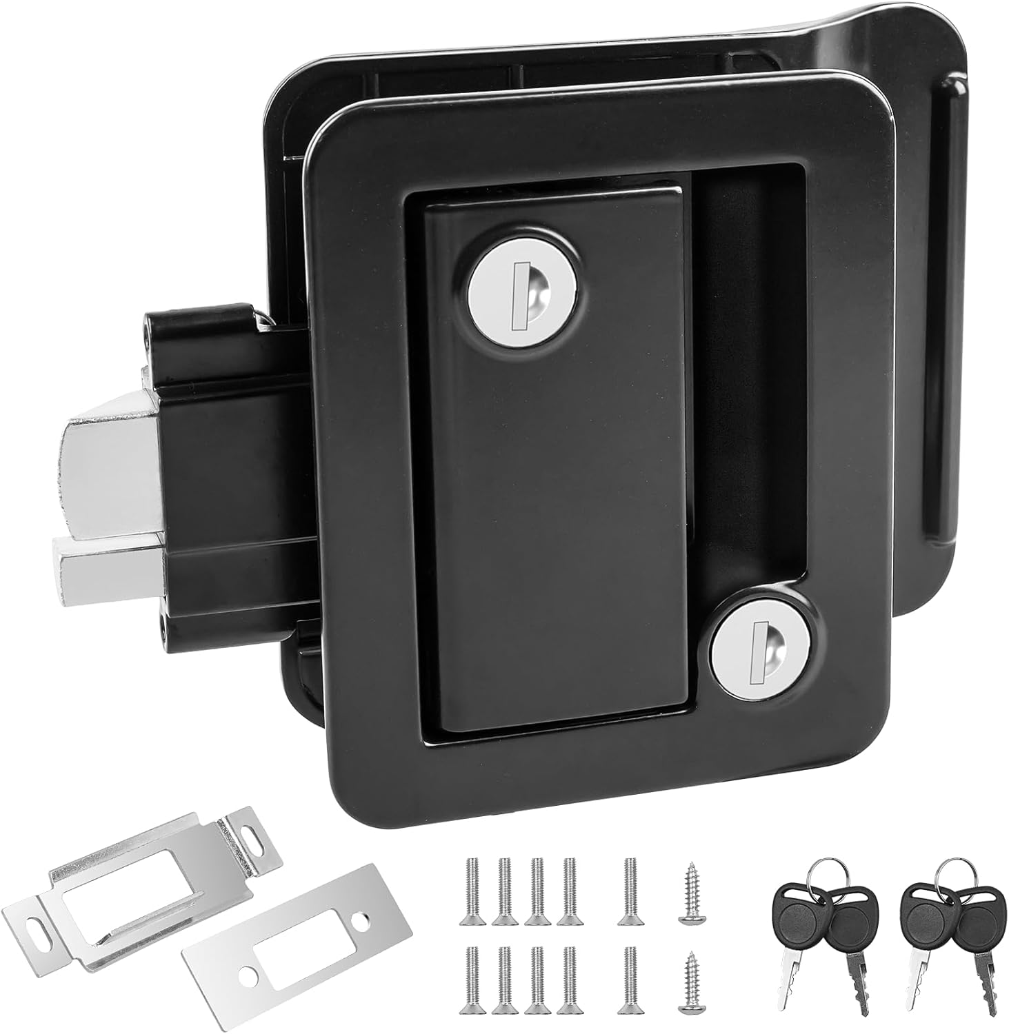 RV Entry Door Lock Replacement, Upgrade RV Door Latch Handle with Paddle Deadbolt for Outside, Camper Trailer Door Lock for Cargo Horse, Premium Zinc Alloy RV Door Locks for Travel Trailers