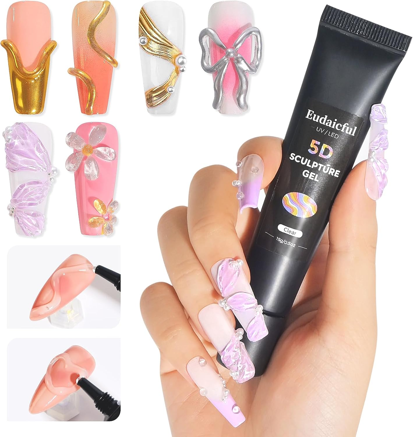 3D Sculpting Gel 15G No Wipe Clear for Nail Art, Carving Molding Candy Decoration Home DIY Manicure Charms image number 1