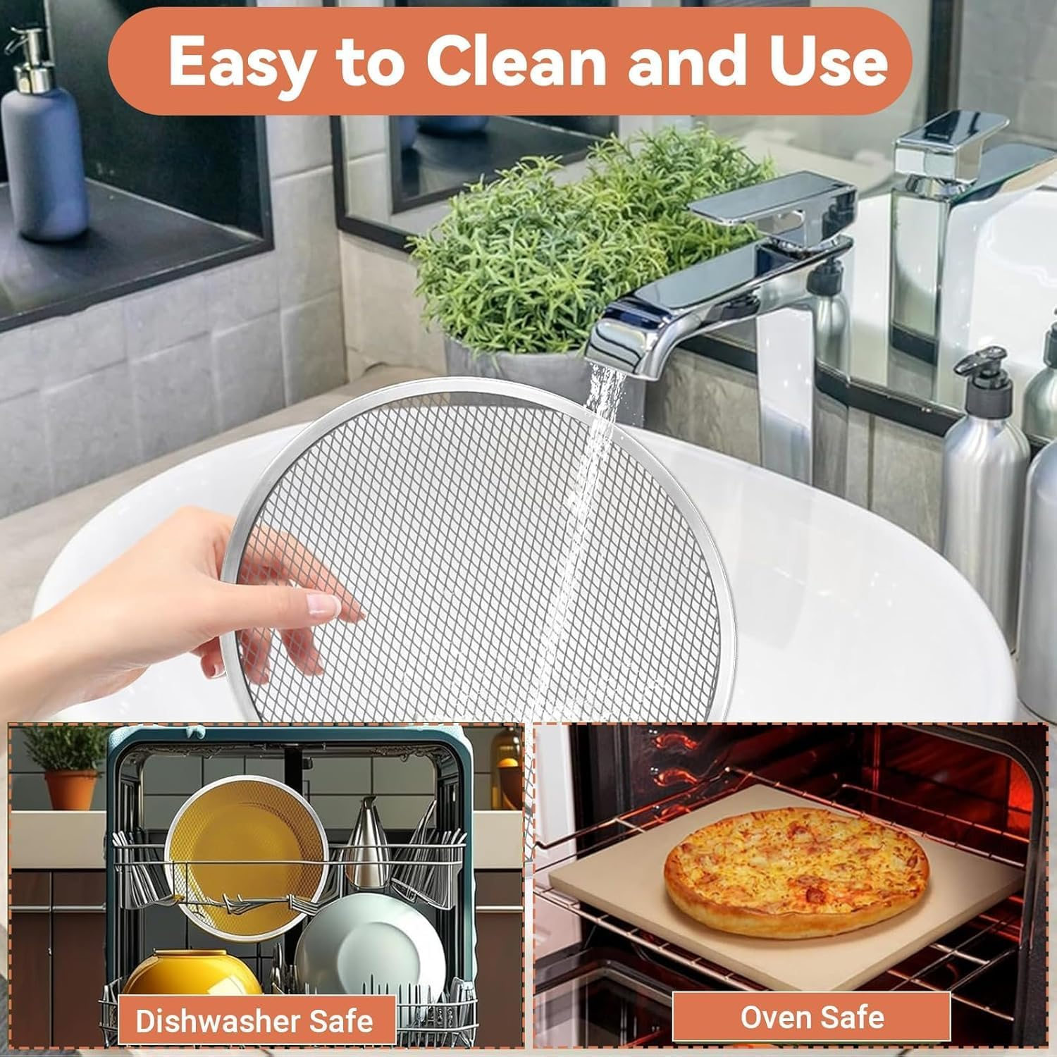 2 Pack 13 Inch Pizza Screen,Pizza Crisper Tray Non Stick Perfect Crust,Stainless Steel Mesh for Oven,Seamless,Rust Free,Durable Baking Trays for Crispy Crusts image number 2