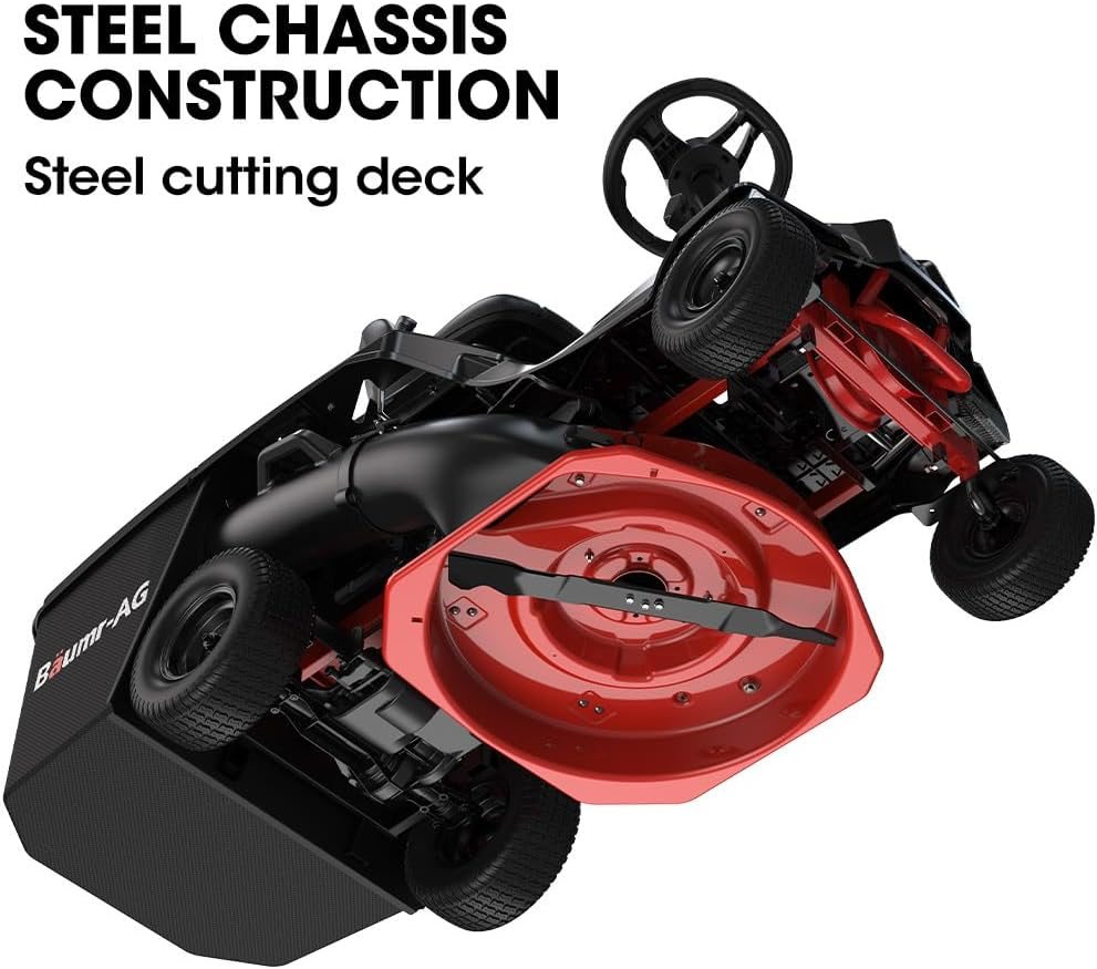 Baumr-Ag 24" Ride on Lawn Mower, Lithium Electric Start System, 6HP 224Cc, 5 Cut Heights, Catcher and Mulch Kit image number 3