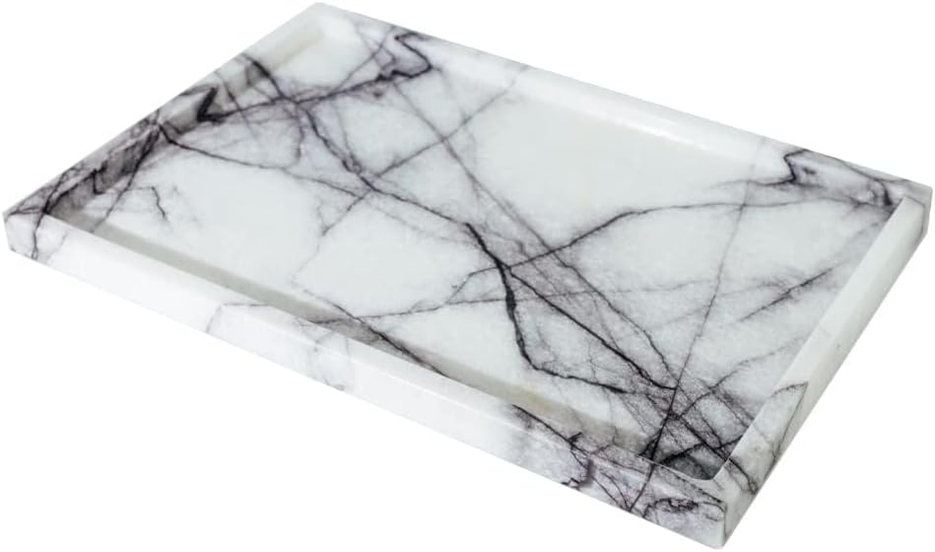 Real Luxurious Natural Marble Vanity Tray Genuine Storage for Home Decor Stone Bathroom/Kitchen/Vanity/Dresser Non-Resin - Arabescato image number 2