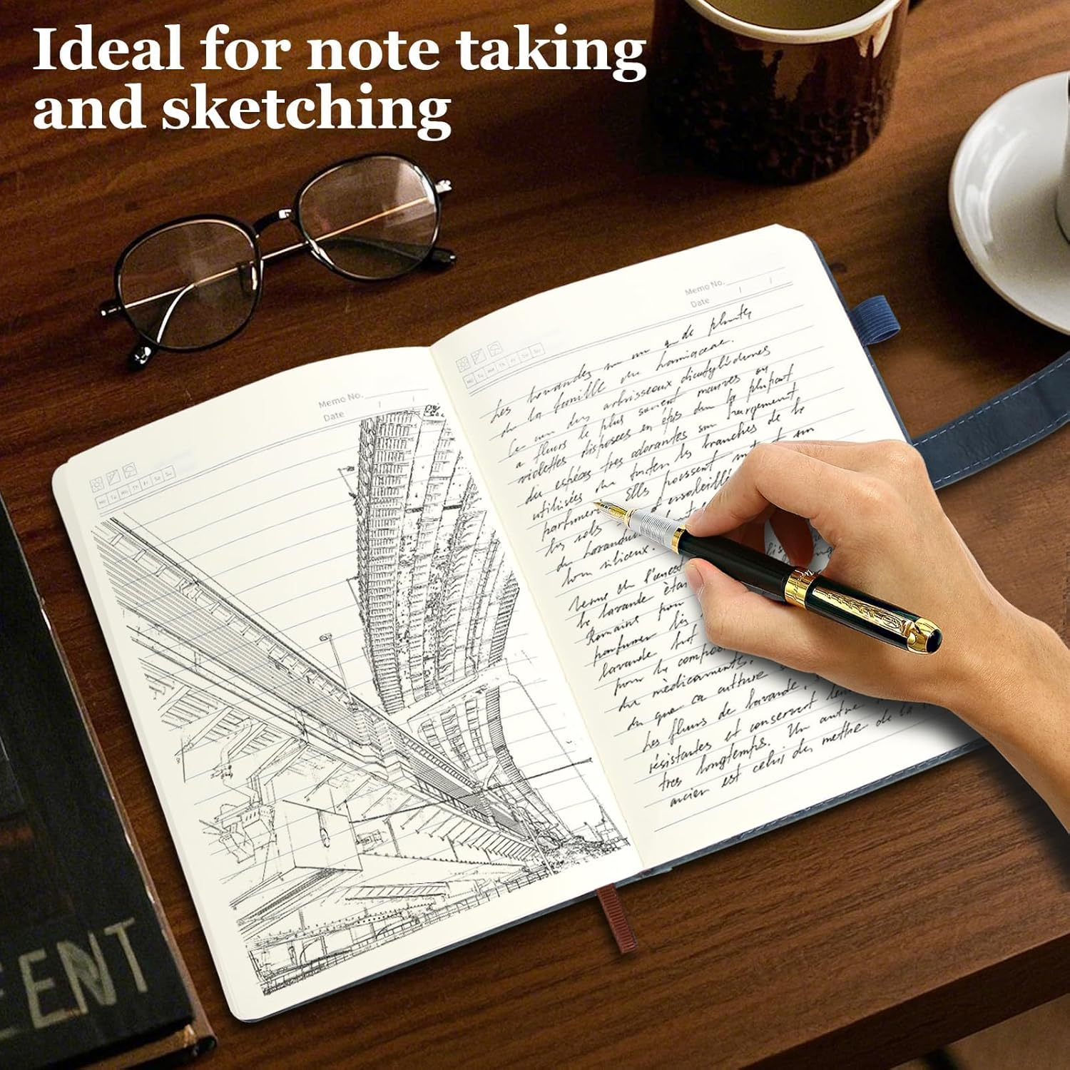 MIAOKE Journal Notebook, A5 Lined Leather Diary, 300 Pages, Luxury Pen Included, Hardcover Professional Notebook for Office, Travel, Business image number 2