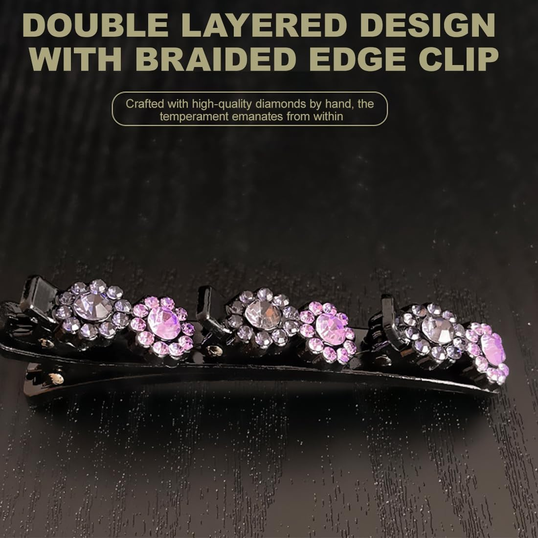 Pack of 7 Braided Hair Clips, Crystal Hair Accessories, Braided Hair Clip, Girls, Rhinestone Hair Clip