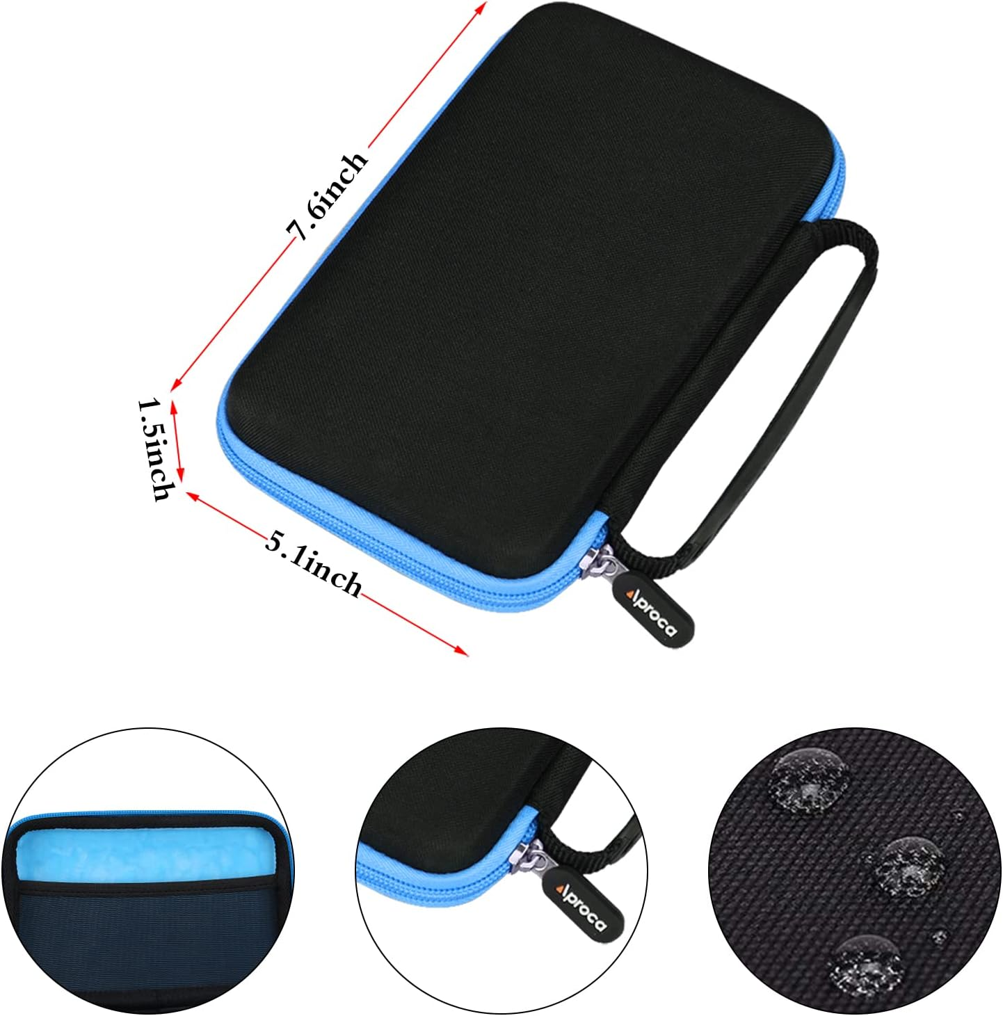 Aproca Hard Storage Travel Case Bag Fit Vtech Kidibuzz / Vtech Kidibuzz G2(Black - Inner Blue) image number 4