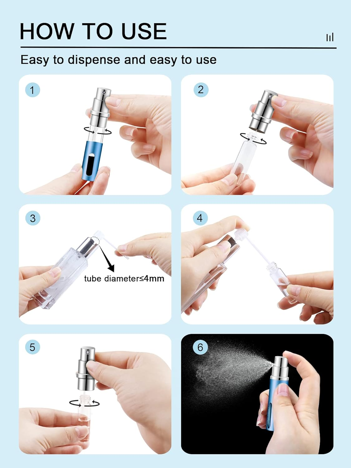 Awumbuk Perfume Atomiser Perfume Atomiser for on the Go Holiday Must Haves 5 Ml Perfume Atomiser Refillable Perfume Travel Bottle - Pack of 5 image number 1