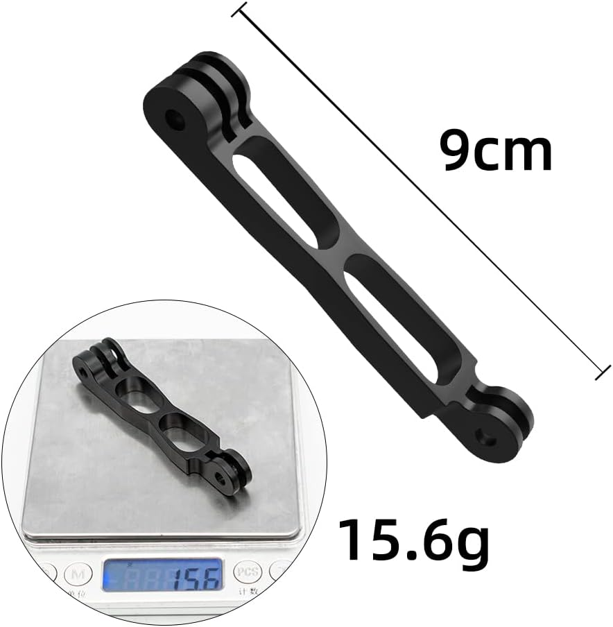 SUREWO Aluminum Alloy Extension Arm Mount 9 CM Metal Pole Helmet Stick Bike Mount Compatible with Gopro Hero 13/12/11/10/9/8/7/(2018)/6/5 Black,Apeman/Akaso/Campark/Dji Osmo Action Cameras and More image number 2