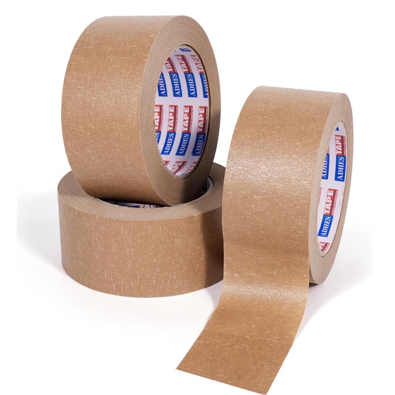 ADHES Heavy Duty Paper Packing Tape Kraft Paper Tape, Eco Friendly & Biodegradable, Writable & Uncoated Brown Packing Tape for Masking, Sealing, and Packaging Use, 50Mm X 40M, 3Rolls image number 4