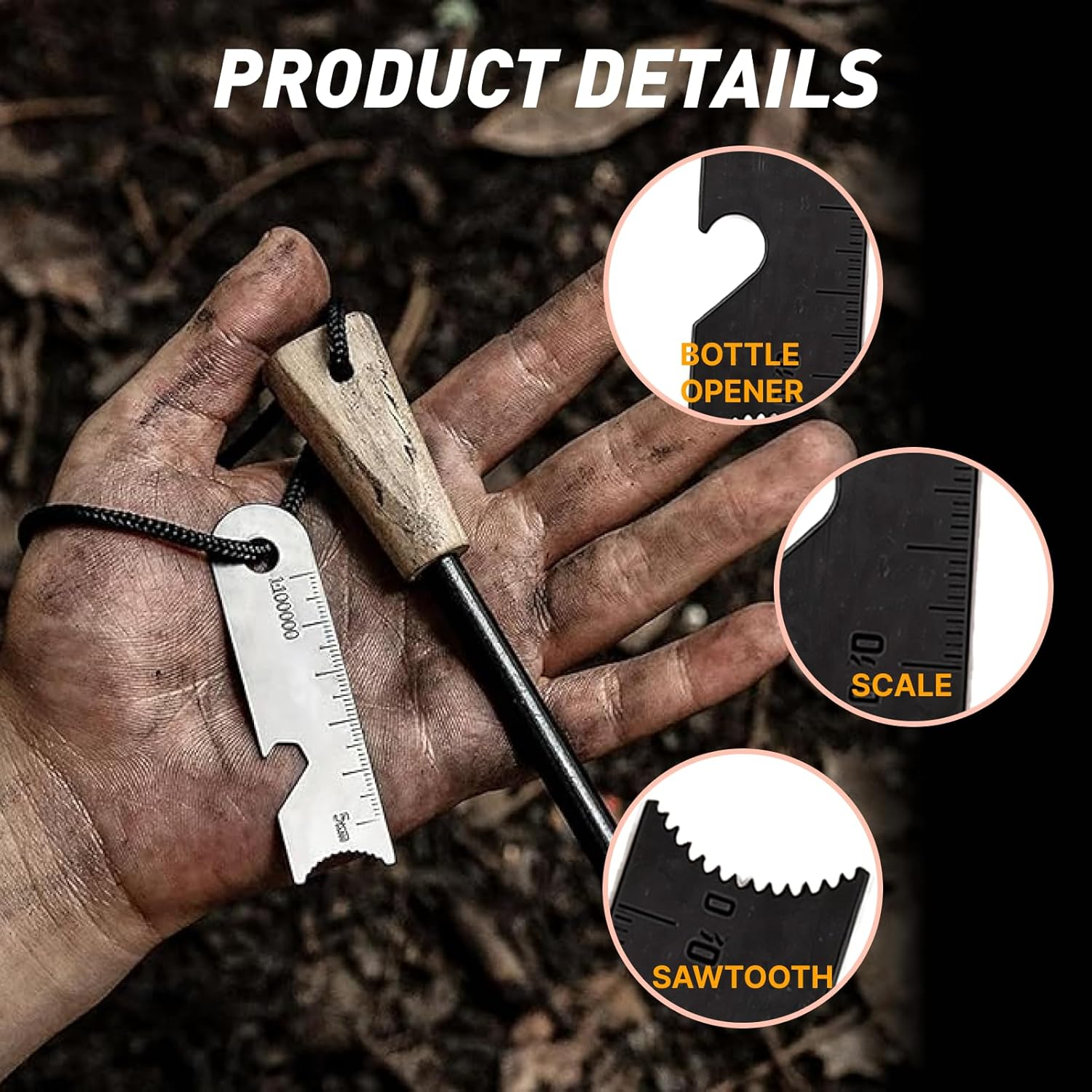 2 Pack Fire Starter Survival Tool, Flint and Steel with Ferro Rods Fire Starters for Campfires, Outdoor Activities, Emergency Fire Making, Compact Multi Tool with Bottle Opener, Durable Magnesium Kit image number 4