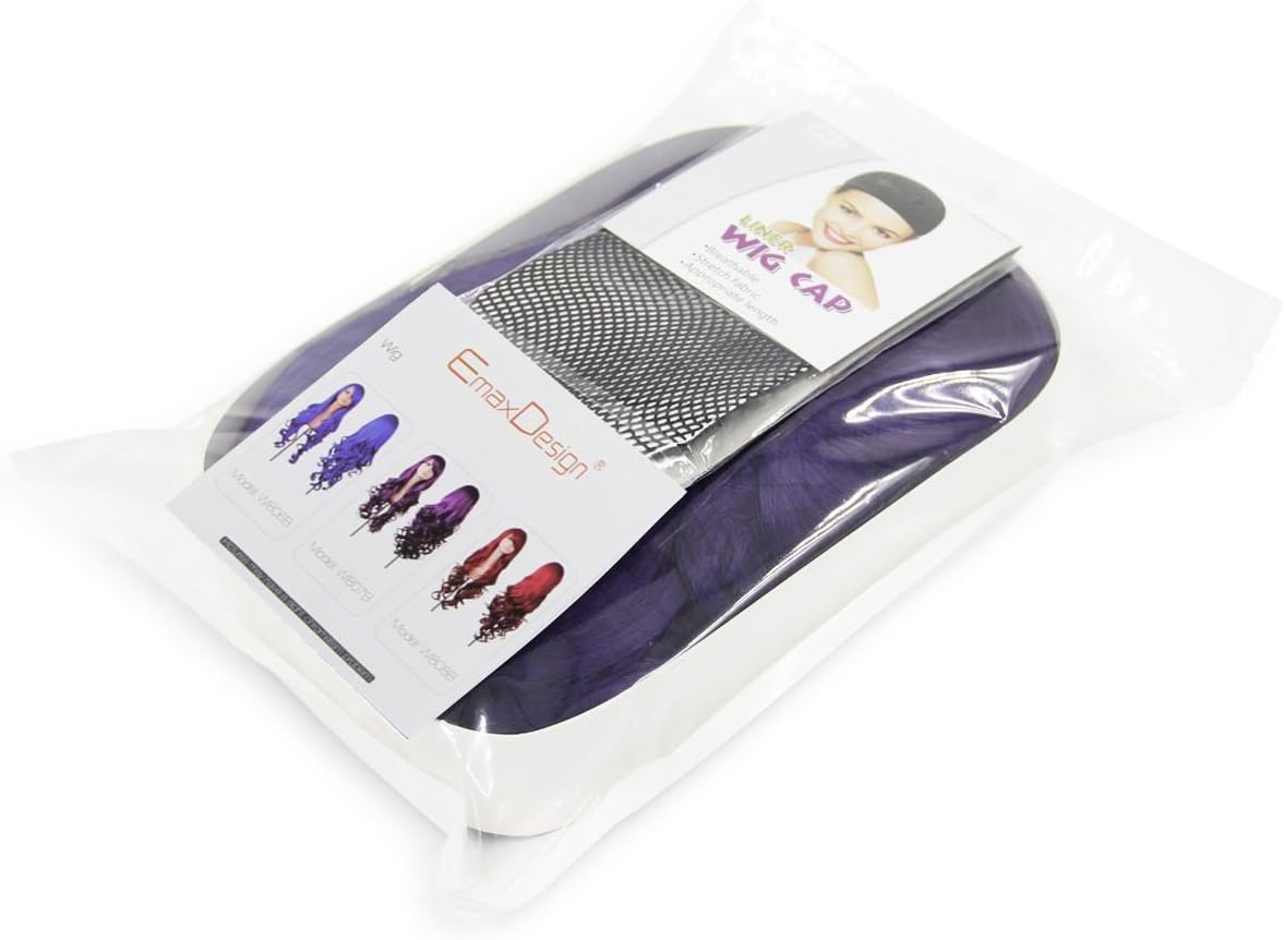 (Dark Purple) - Emaxdesign Wigs 80Cm 32" High Quality Women'S Cosplay Wig Long Full Spiral Curly Wavy Heat Resistant Fashion Glamour Hairpiece with Free Wig Cap (Colour: Dark Purple) image number 1