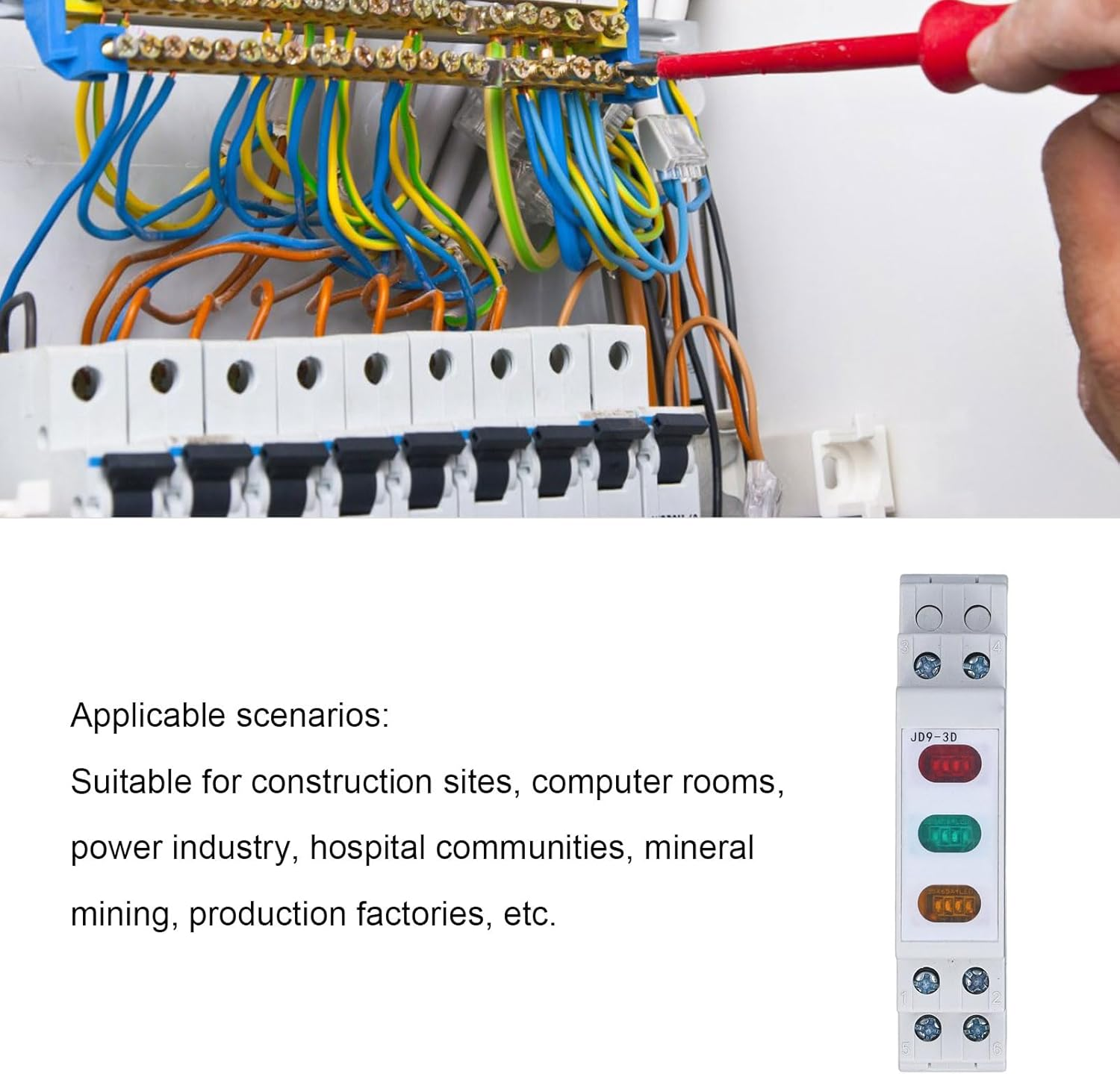 DIN Rail Indicator Light, Compact Red Yellow Green LED Indicator Lamp with Energy Efficient, Easy Installation, LED Indicator Light