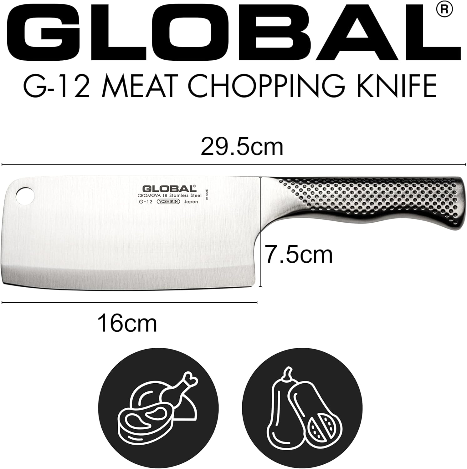 Global Classic 16Cm Meat Chopper, G-12, Made in Japan image number 3