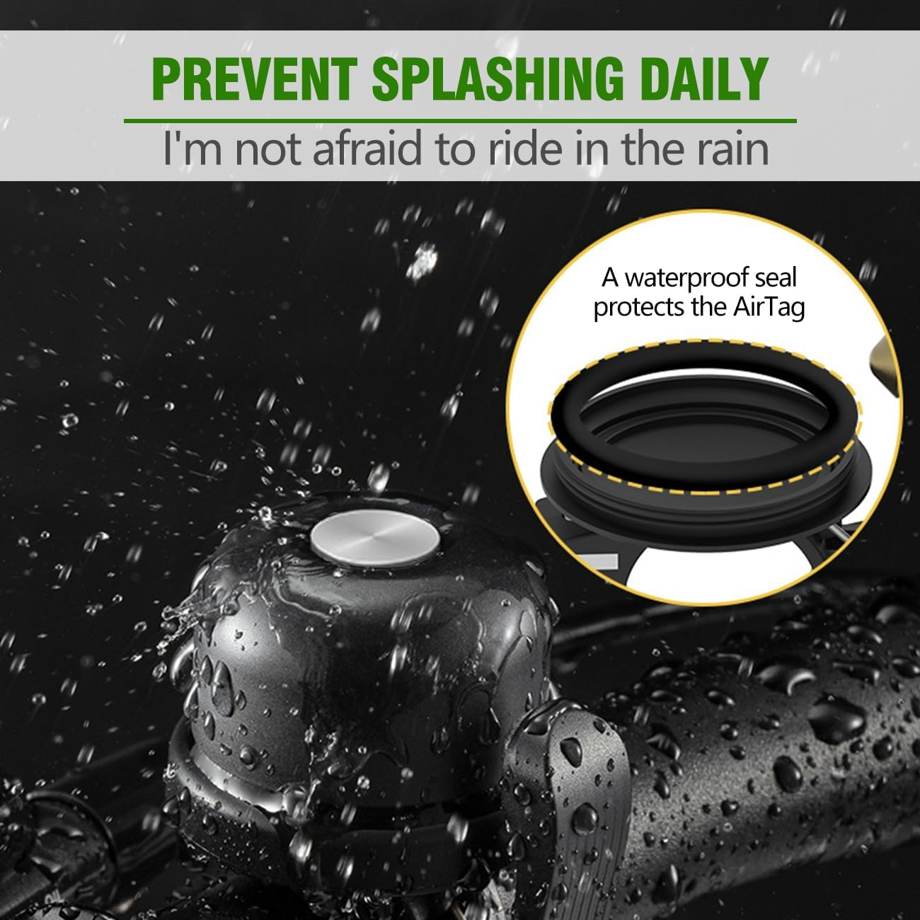 Airtag Bike Bell,Hidden Bicycle Brass Bell,Waterproof Anti-Theft Anti-Corrosion for 22.2Mm Handlebar,Bicycle Bell with Loud Sound,Cycling Equipment the Cyclists Black(Airtag Not Included) image number 1