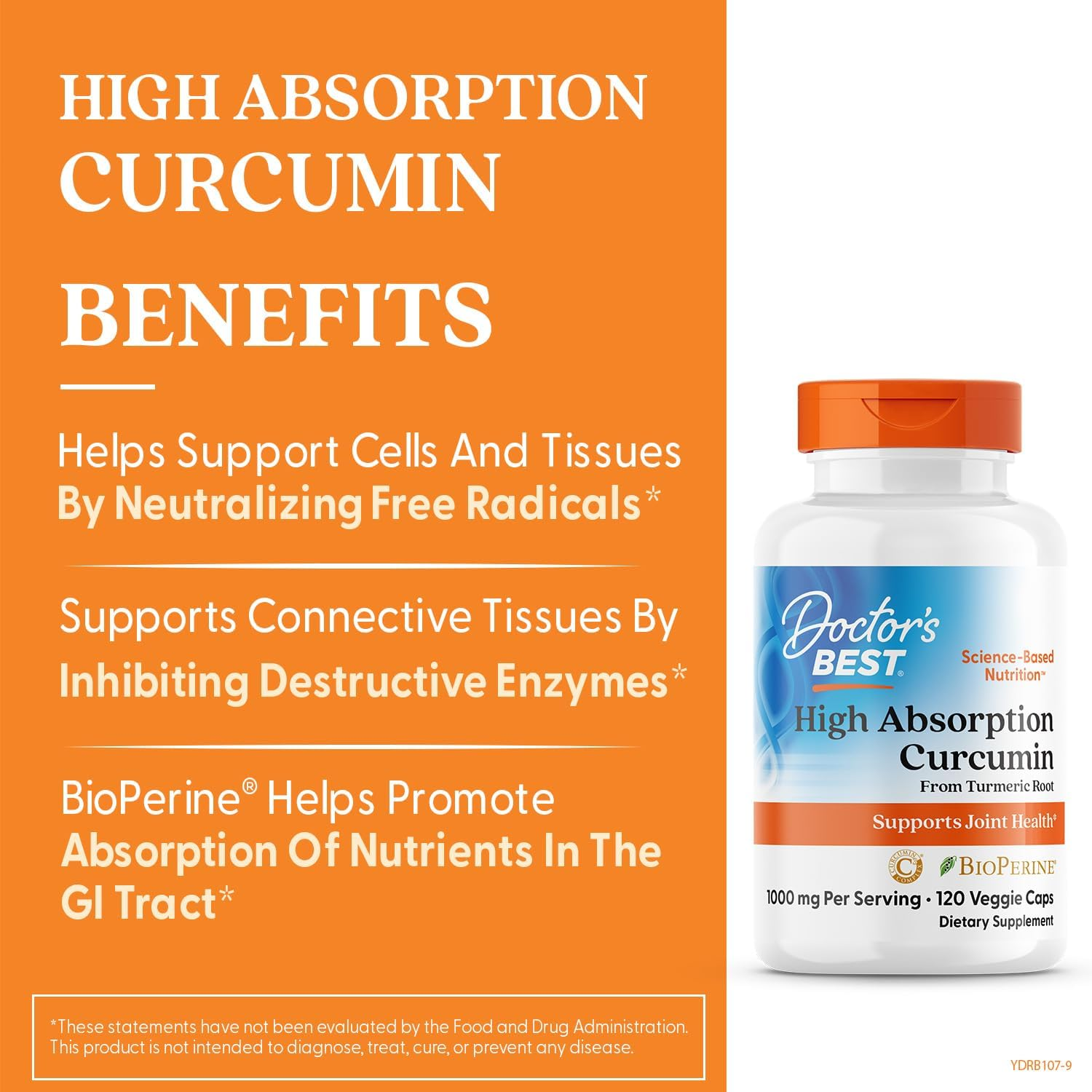 Doctor'S Best Curcumin from Turmeric Root, Non-Gmo, Gluten Free, Soy Free, Joint Support, 500Mg Caps with C3 Complex & Bioperine, 120 Veggie Caps