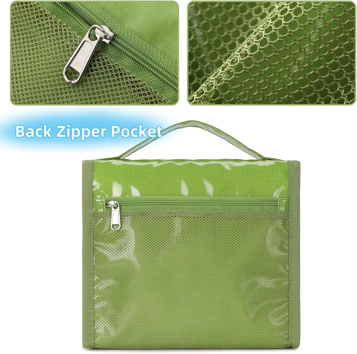 NQQNQQ Hanging Toiletry Bag for Men & Women, Waterproof Travel Makeup Organizer, Large Capacity with Multiple Compartments, Shaving & Full-Sized Toiletries Storage Bag. SO-T (Green)