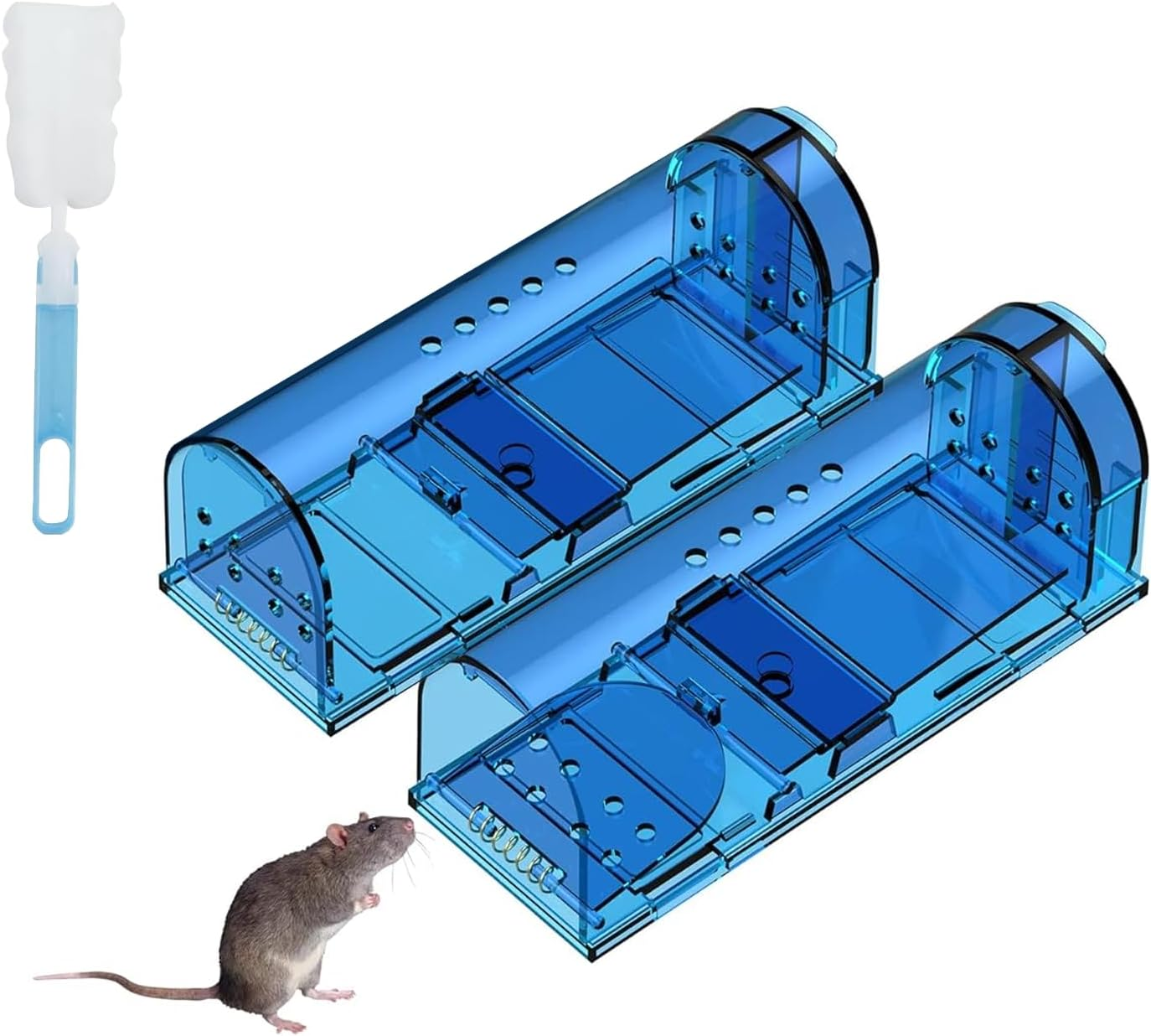 Weidllys Humane Mouse Trap | Catch and Release Mouse Traps That Work | Mice Trap No Kill for Mice/Rodent Pet Safe (Dog/Cat) Best Indoor/Outdoor Mousetrap Catcher Non Killer Small Capture Cage (Blue) image number 3
