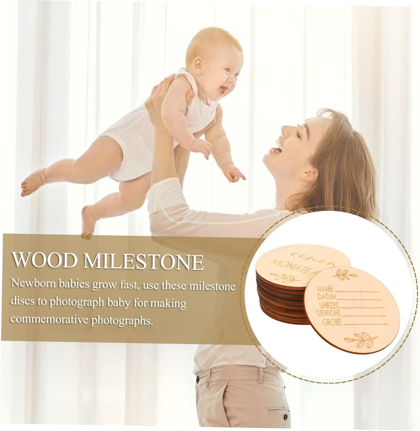 16Pcs Monthly Milestone Cards Newborn Gifts Wooden Photo Props for Shower Decor image number 6