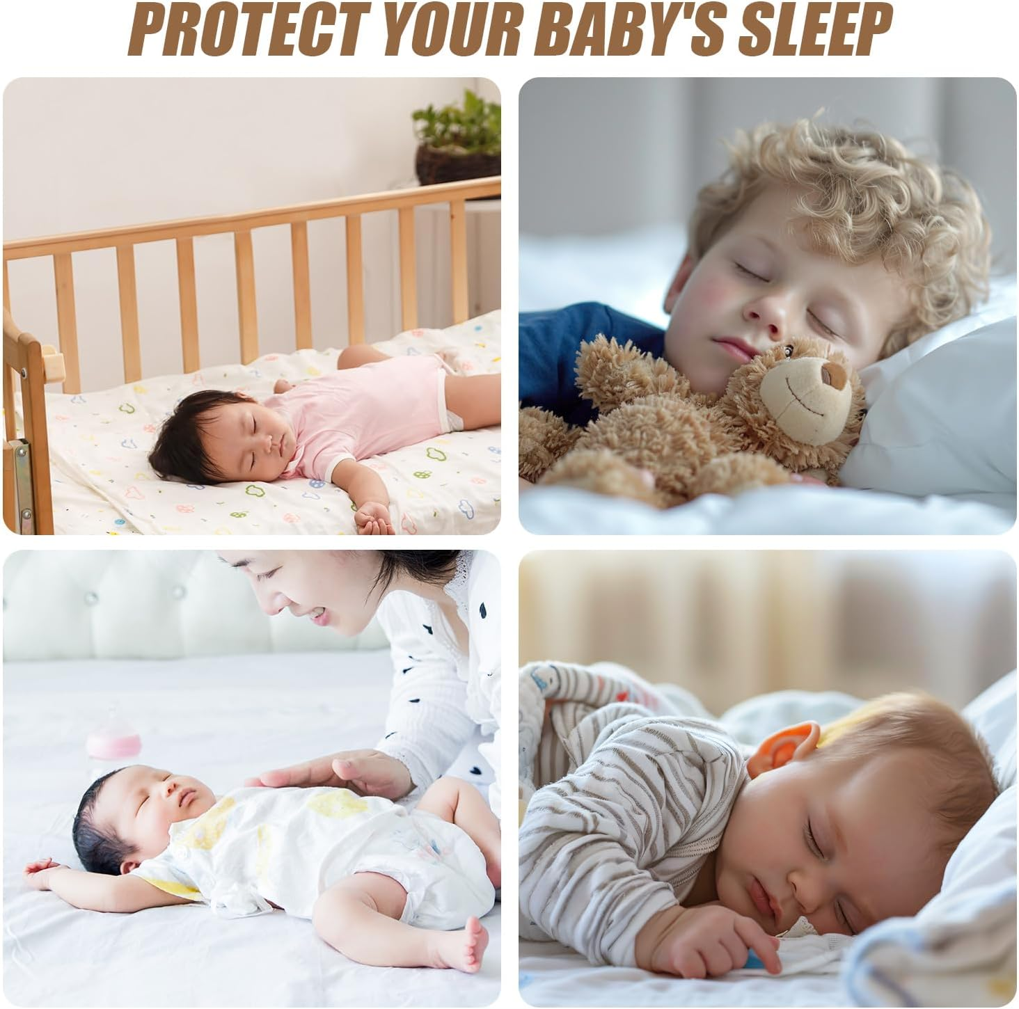 Baby Sleeping Sign, Hanging 3D Wooden Baby Sleeping Sign Plaque with Rope for Baby Room Nursery Kids Room Bedroom Front Door Decoration for New Parents Gifts (Model A) image number 2