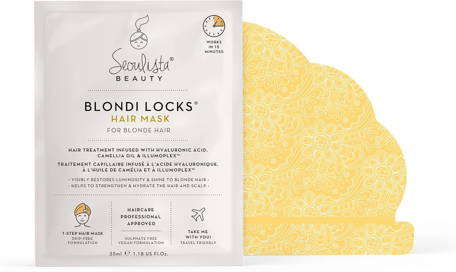 Seoulista Beauty Blondi Locks Hair Mask - HELP RESTORE LUMINOSITY and SHINE to BLONDE HAIR | Designed to Deeply Hydrate, Strengthen and Deliver a Shimmering Sheen to Blonde Hair, Beige