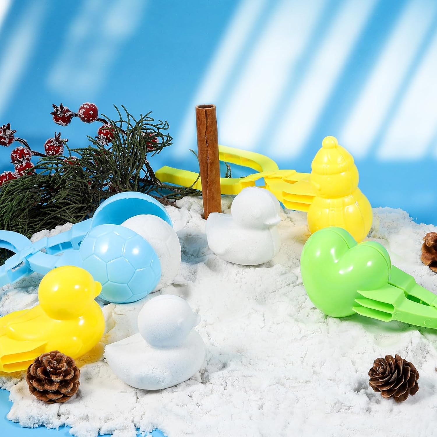 JOLLYFUN Snowball Makers Kit for Kids, 13 Pcs Winter Snow Toys with Duck & Penguin, Snowman Molds, Carry Bag, Outdoor Snow Sand Castle Building Toys for Toddlers & Children image number 6
