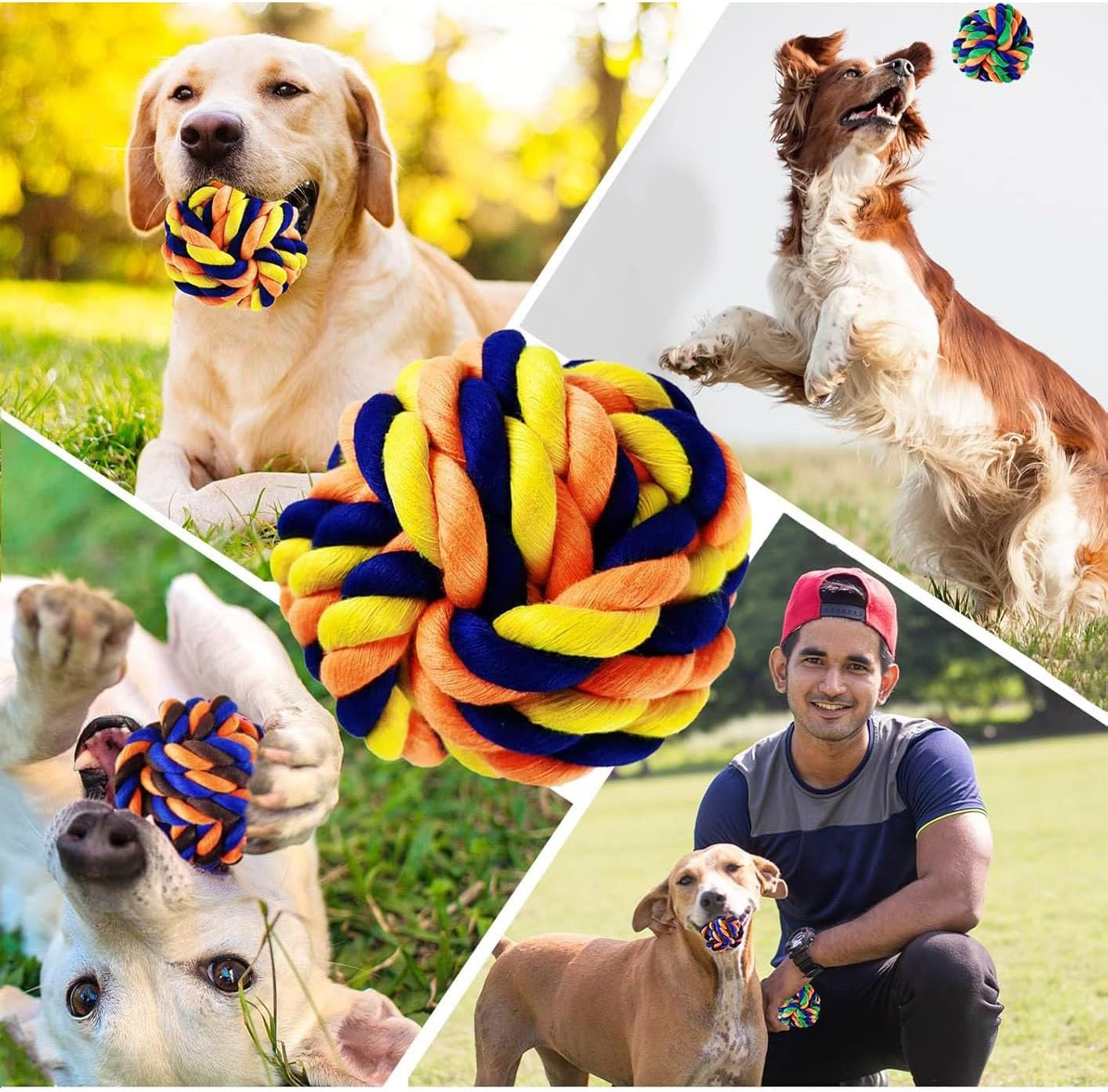 THJOPOKEEL 6 Pack Multipurpose Interactive Toy Colorful Teeth Cleaning Sturdy Pet Chewing Toy Rope Knot, Large Dog Chew Toys for Aggressive Chewers, Puppy Teething Chew Toys image number 1