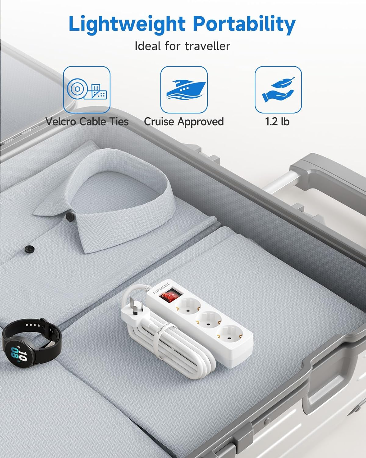 EU to AU Plug Adapter, European to AU Adapter, 3 AC Outlets for European Electronic Devices, Travel Indoor from France, Italy, Spain, Germany,10A/2400W image number 5