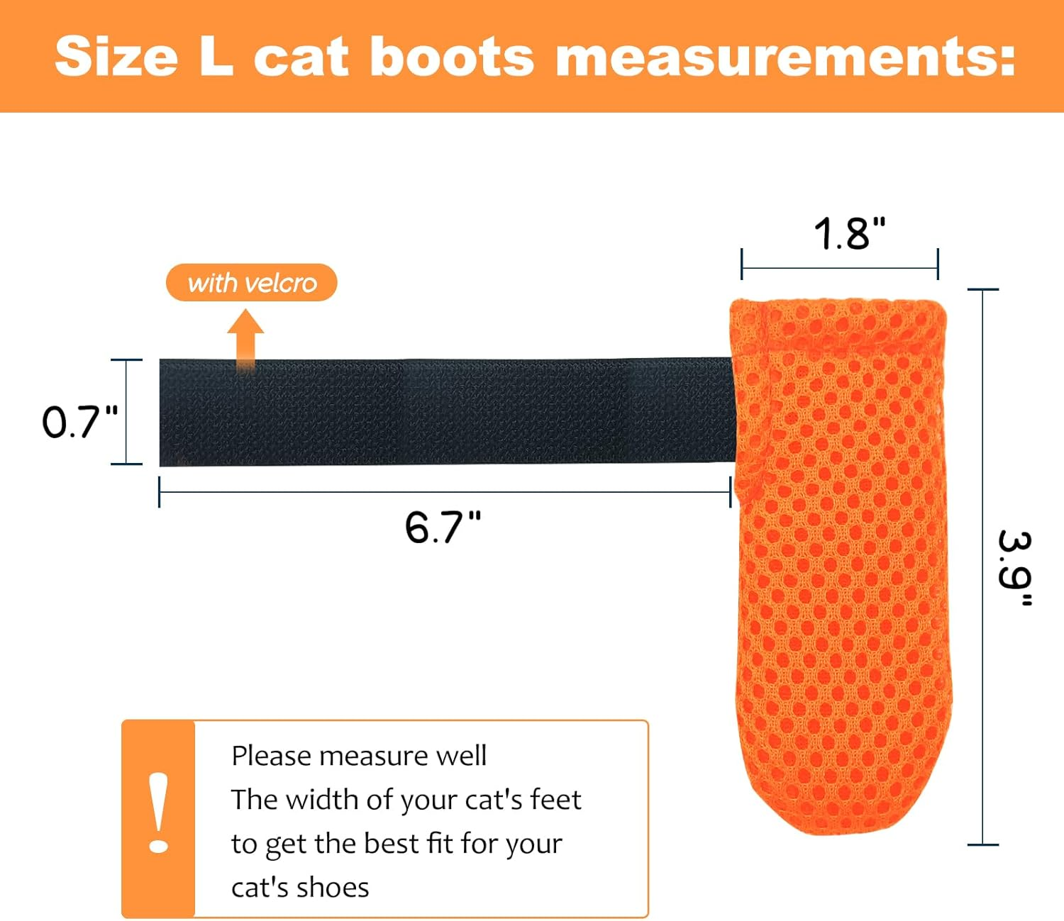 Cat Boots,Paw Covers Anti-Scratch Cat Foot Covers for Cats Adjustable Mesh Cat Claw Protectors Non-Slip Breathablesuitable for Family Pet Cat Bathing and Nail Cutting (4 Pieces) (L, Orange) image number 6