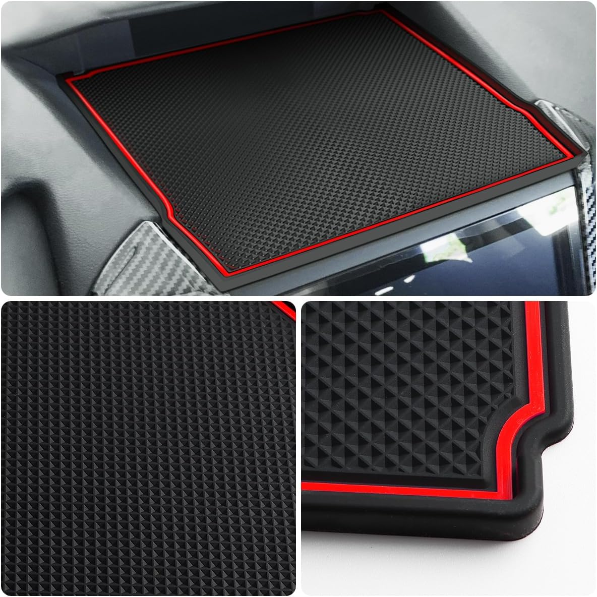 Auovo Dashboard Mats for Subaru Forester Accessories 2019-2021 Subaru Crosstrek/Impreza 2018-2021 Car Interior Dash Rubber Pad Liner (1 Pcs Red Trim Dashboard Mat)