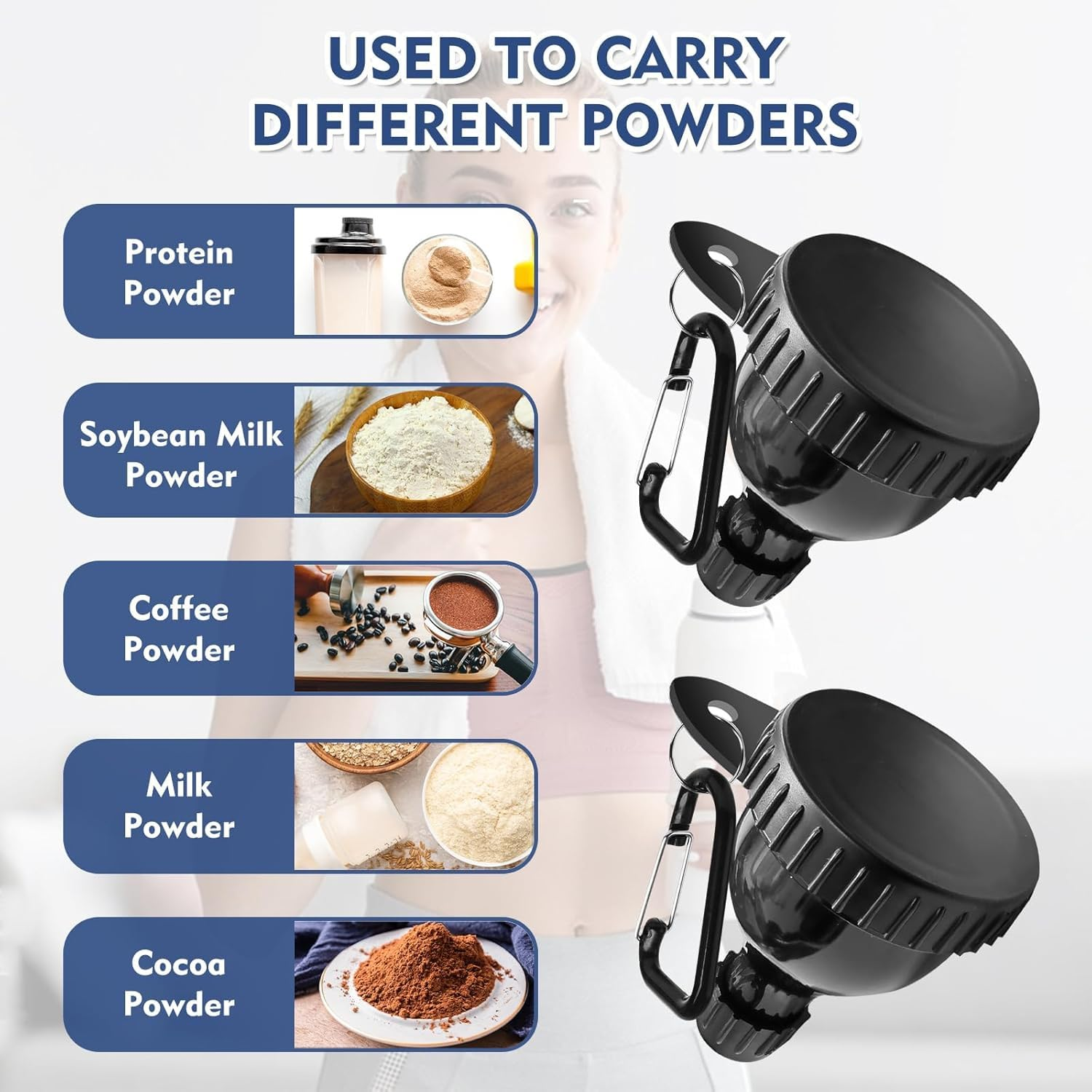 2 Pack Protein Powder Container to Go Mini Funnel with Keychain and Keyring,Water Bottle,Protein Funnel for Water Bottles & Shakers image number 5