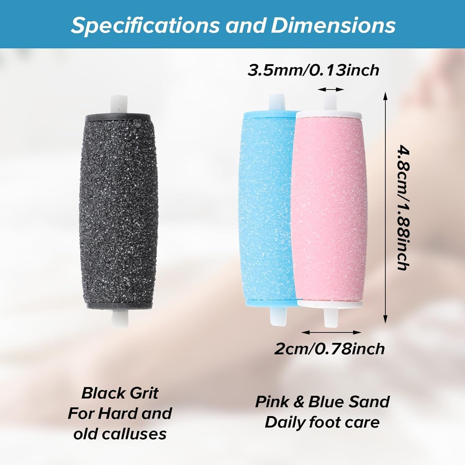 Frosted Replacement Roller Refill Heads, 12Pcs Foot File Roller Head Refills Callus Remover, Smooth Pedi Foot File Roller Refills Replacement Heads for Foot Scrubber Callus Remover image number 1