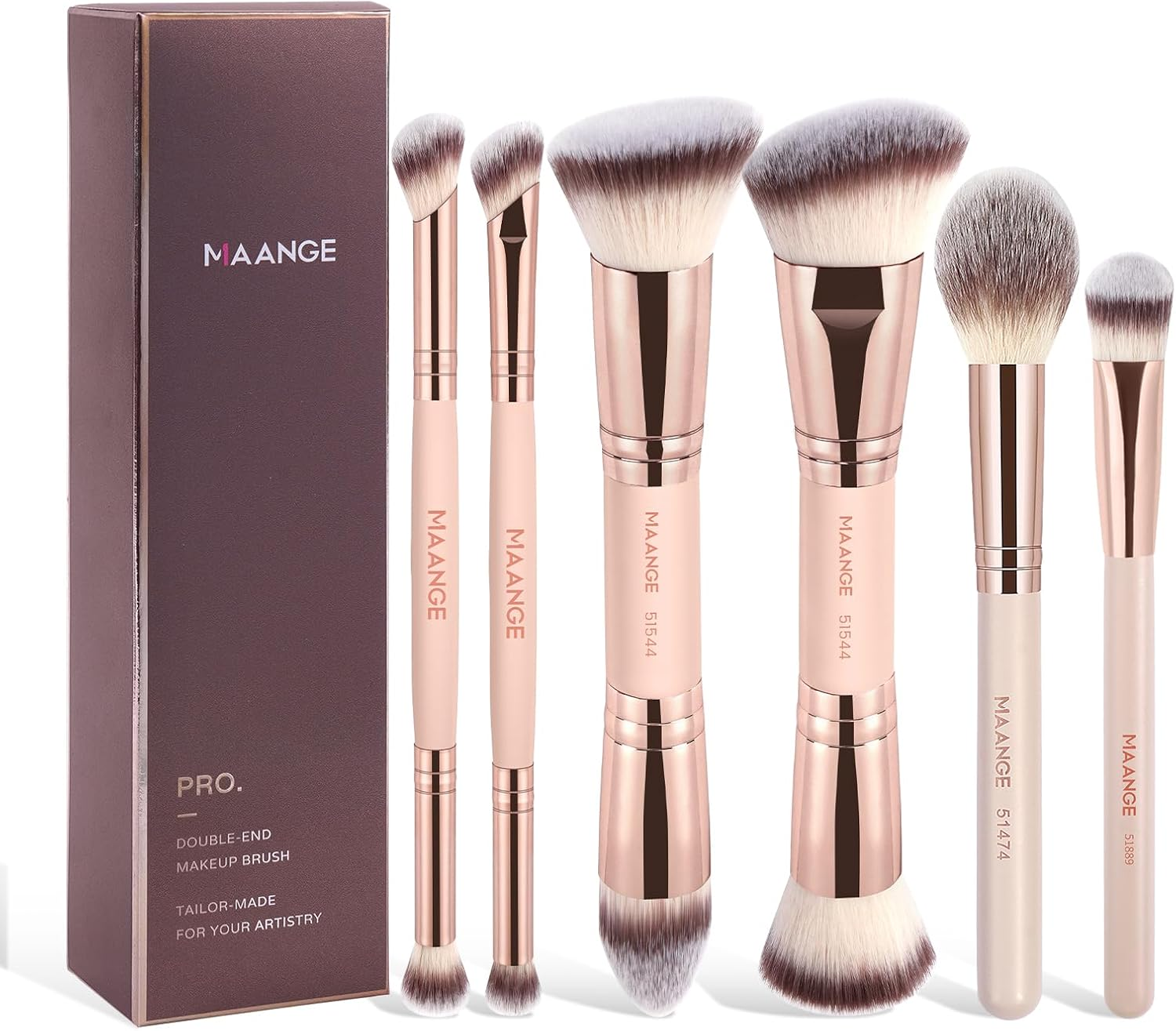 MAANGE 6 PCS Makeup Brushes Set Double Sided Makeup Brushes for Foundation Concealer Blush Eyeshadow Powder Blending Eyebrow Eyeliner Make up Brushes (Black)