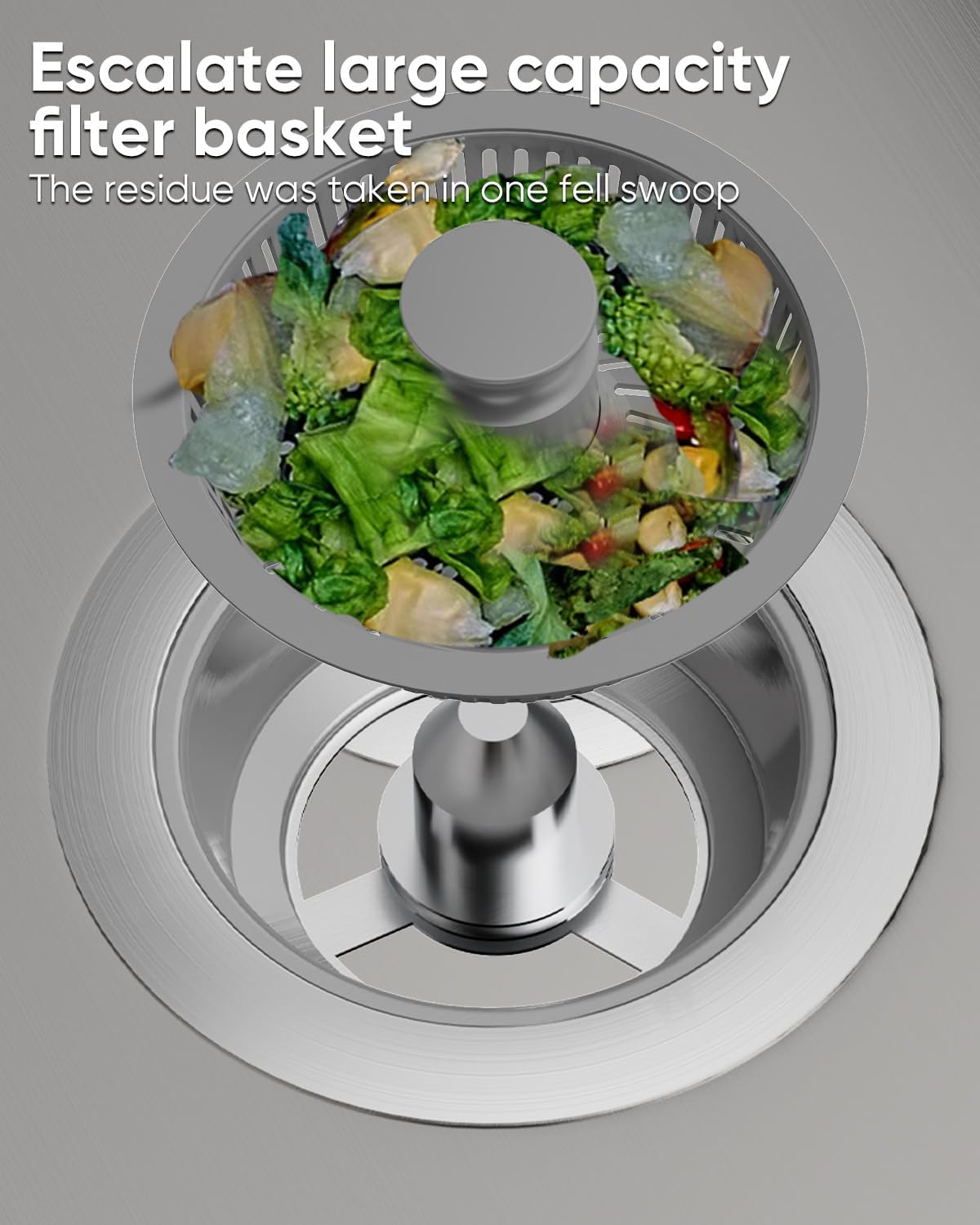 2 Pcs Kitchen Sink Drain Strainer and Stopper Combo, 3 in 1 Stainless Steel Pop-Up Sink Stopper & Drain Strainer for Standard Drains, Ideal Sink Protectors for Kitchen Sink image number 1