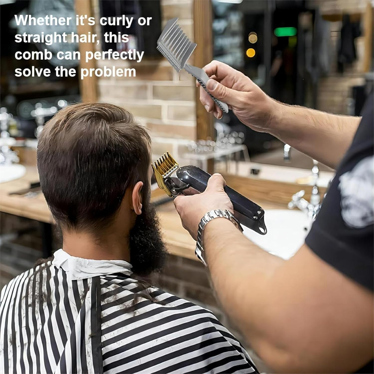 ZENRUIMING 2-Piece Set of Hair Stylist Fading Combs, Curved Hair Combs, Professional Curved Positioning Combs, Portable Hair Styling Tools, Home Salon Hair Cutting Combs (White) image number 4