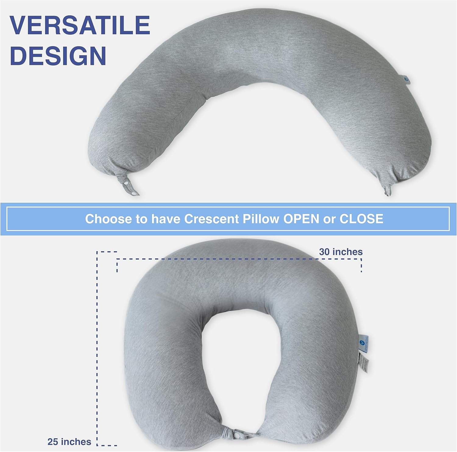 Pharmedoc Pregnancy & Body Crescent Pillow, Maternity & Nursing Pillow, Full Body Support, Machine Washable Cover, Grey Cotton, Regular (39X9X5 Inches) image number 3