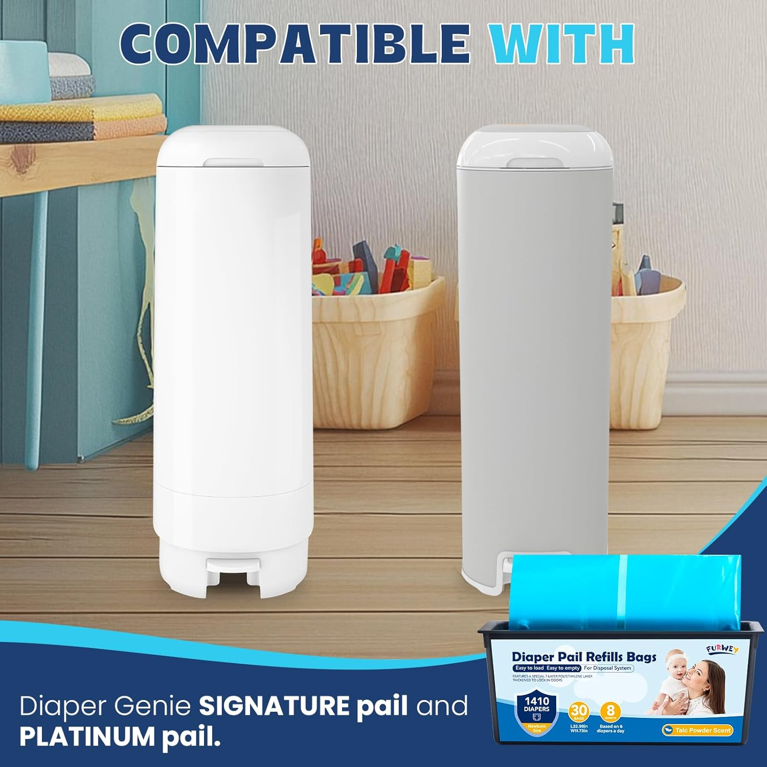 Diaper Pail Refill Bags 30 Bags per Refill Holds up to 5640 Newborn Diapers 7 Layer Odor Barrier Technology 4PACK (120 Bags) image number 5