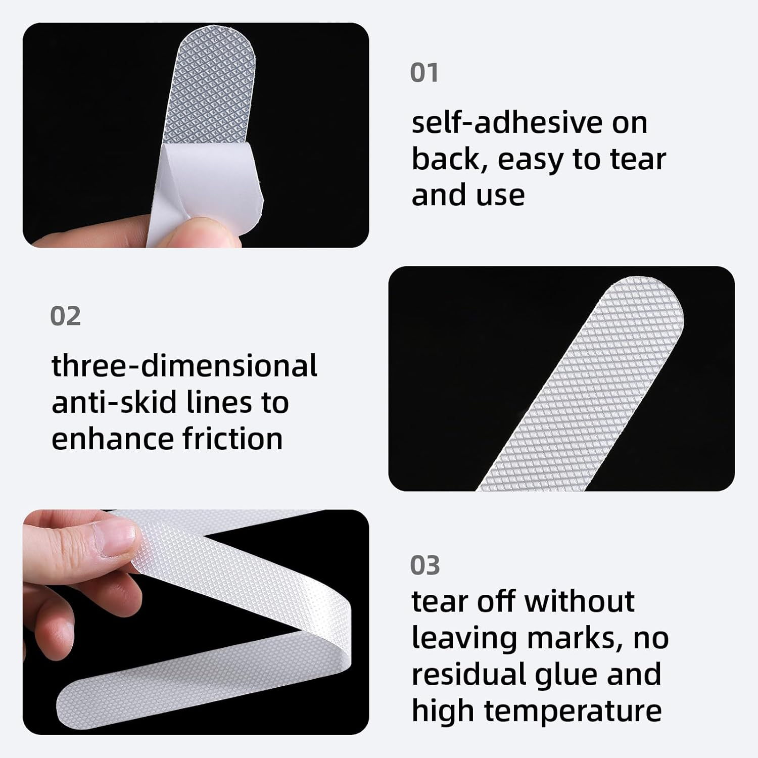 25Pcs Anti-Slip Strips - Safety Shower Treads & Bathtub Non-Slip Stickers | Anti-Skid Tape for Floors, Steps (Baby/Senior/Adult Use, Clear 0.8In, Strong Adhesive)