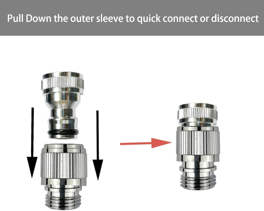 Brass Faucet Diverter Valve with Quick Connection, Faucet Diverter Adapter from Sink to Garden Hose/Shower Hose, Washing Machine/Dishwasher,For Bathroom/Kitchen Sink Faucet (Chrome) image number 5