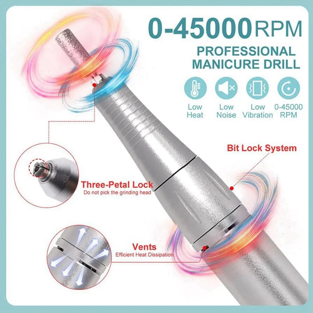 Aswalling 45000RPM Electric Portable Nail Drill Machine Rechargeable Low Noise Nail Sander File for Manicure Salon Tool Easy Install Easy to Use Pink
